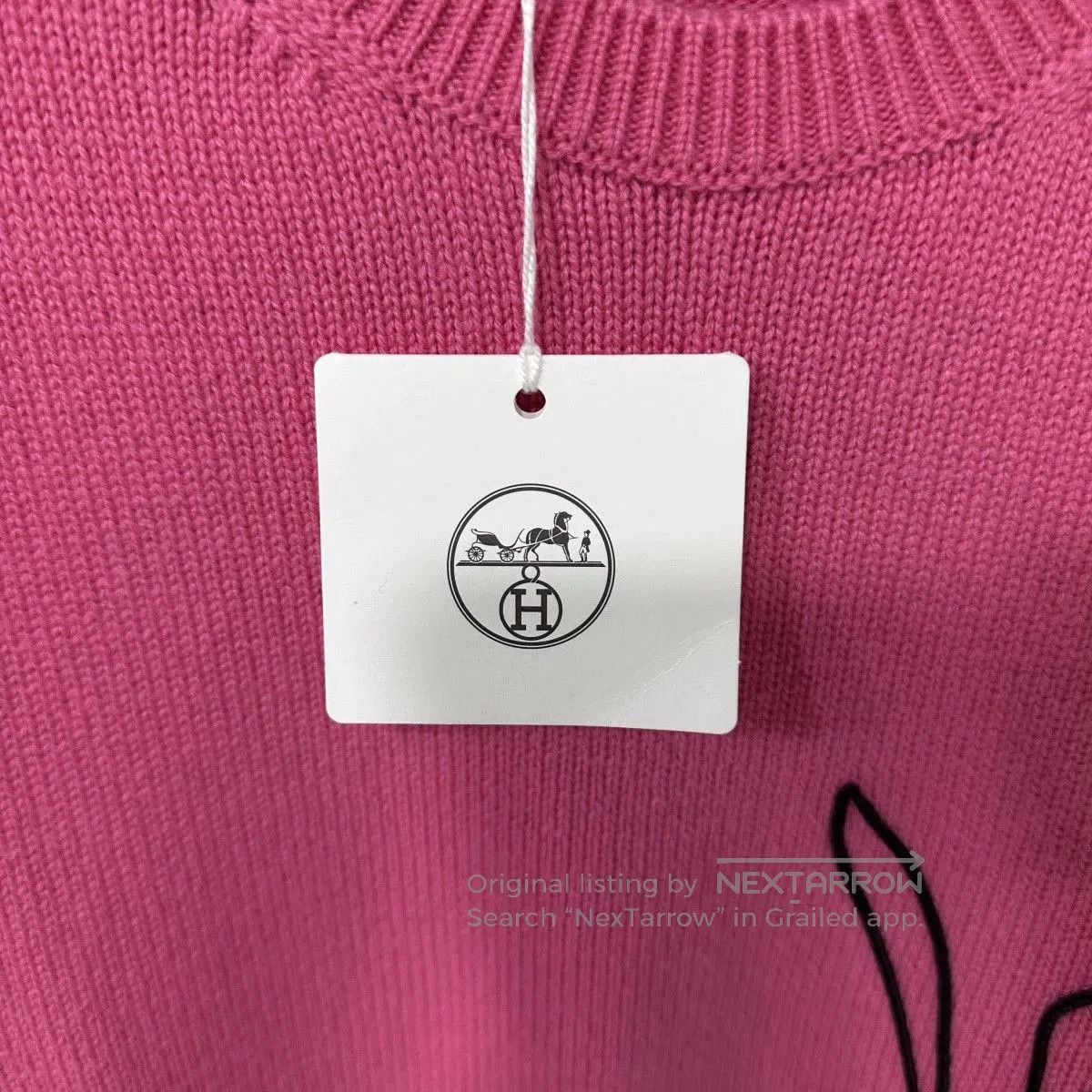 Hermes Hermes Pink Cashmere Plant Jacquard Sweater. Size M / US 6-8 / IT 42-44 - 4 Thumbnail