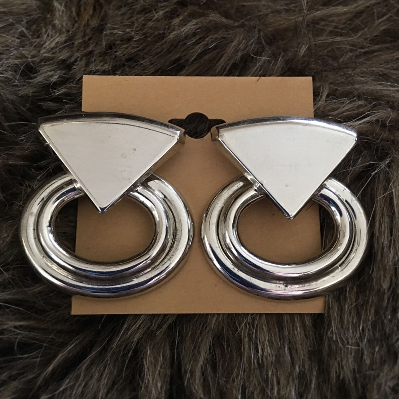 Vintage Vintage silver tone statement pierced earrings Size ONE SIZE - 2 Thumbnail