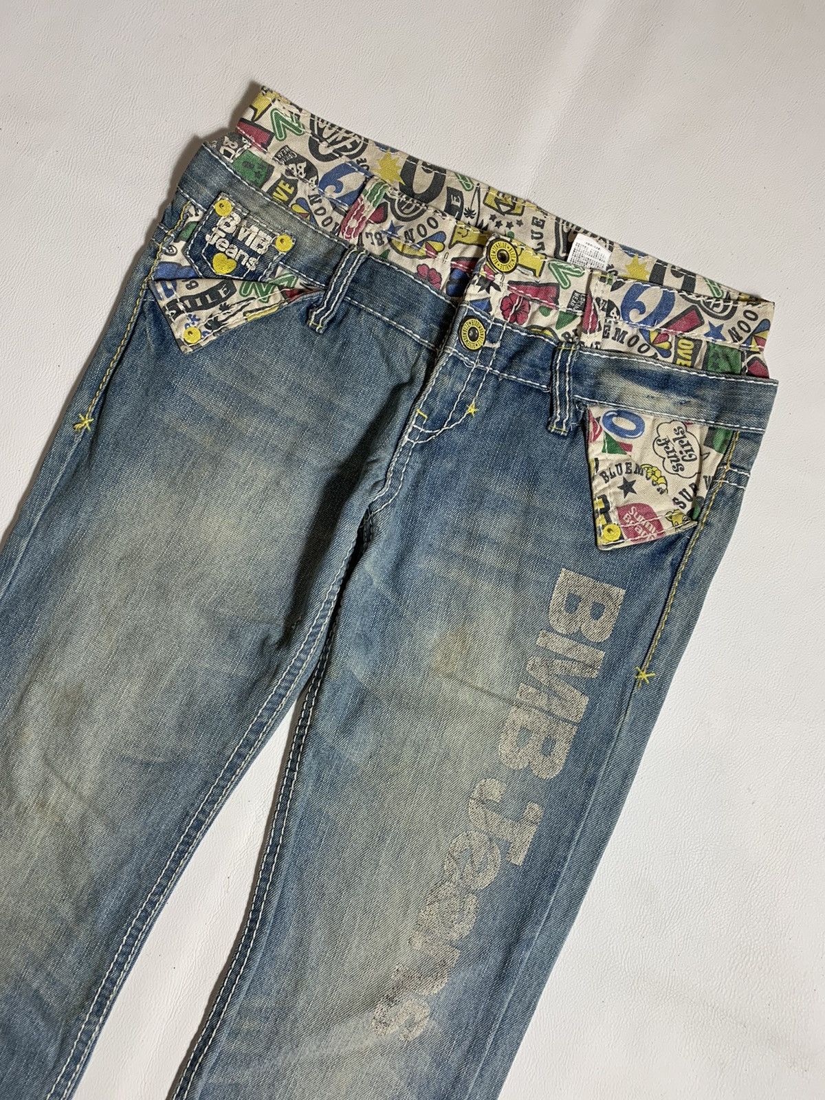If Six Was Nine 2000s Blue moon blue double waist denim jeans Size US 32 / EU 48 - 3 Thumbnail