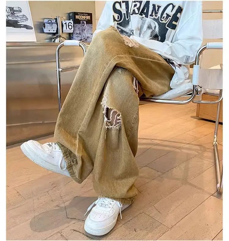 Japanese Brand Straight casual washed distressed jeans Size US 32 / EU 48 - 4 Thumbnail