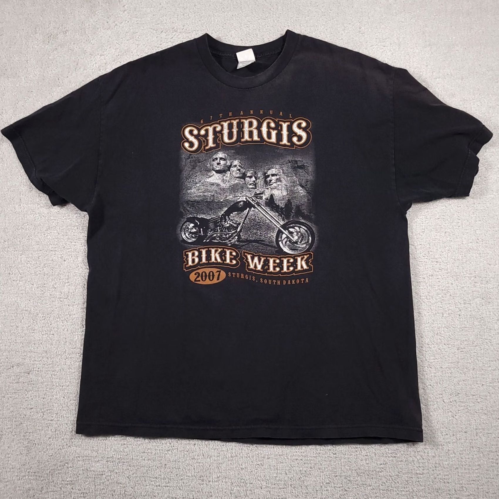 AAA VINTAGE Sturgis South Dakota Bike Week T-Shirt Men's 2XL Black 2007 Motorcycle Grunge Size US XXL / EU 58 / 5 - 2 Thumbnail