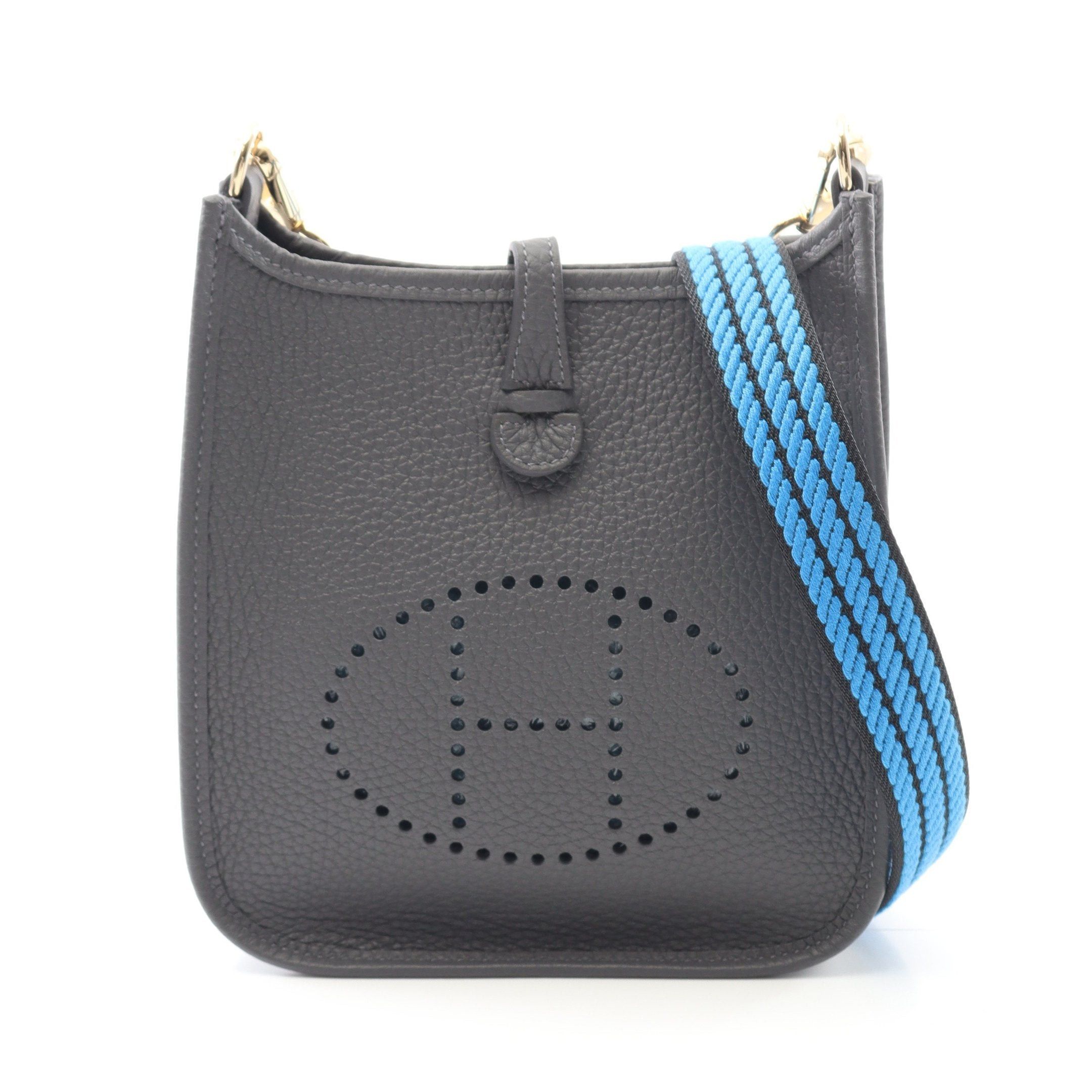Hermes Hermes Evelyn Tpm Amazon Ardoise Shoulder Bag Clemence Leather Gray Gold Hardware Double Engraved Size ONE SIZE - 1 Thumbnail