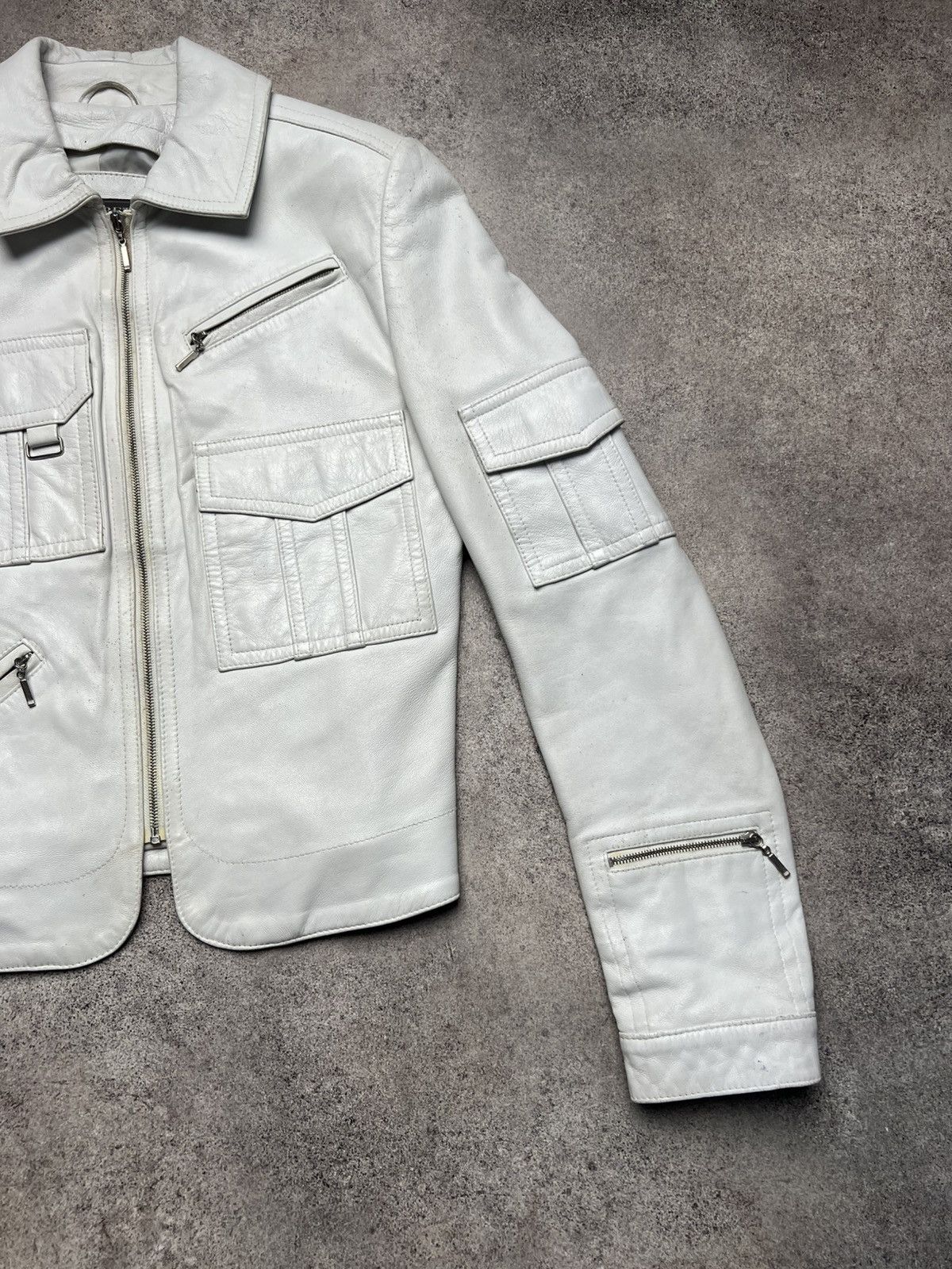 Leather × Vintage Vintage multi pocket leather white jacket like helmut Size S / US 4 / IT 40 - 3 Thumbnail