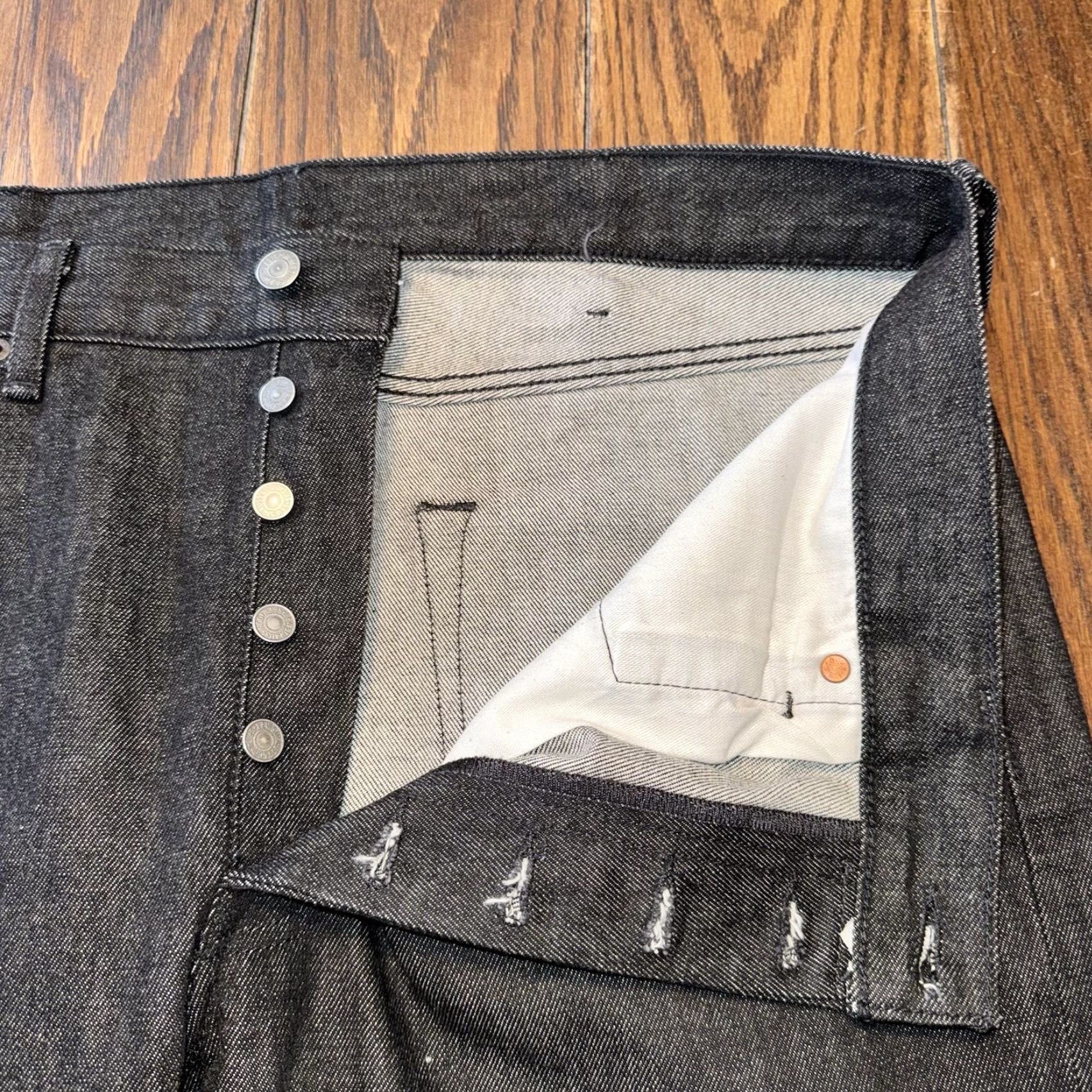 Levi's Levi's 501 Jeans Mens 38x29 Black Denim Straight Leg Button Fly Stretch Regular Rise 12in 5-Pocket Teal? Hmm Size US 38 / EU 54 - 3 Thumbnail