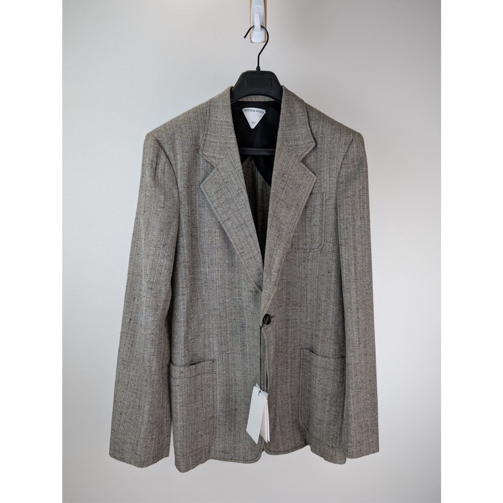 Bottega Veneta o1rshd1 Knotted Melange Viscose-Silk Jacket in Brown / White Size US M / EU 48-50 / 2 - 2 Thumbnail