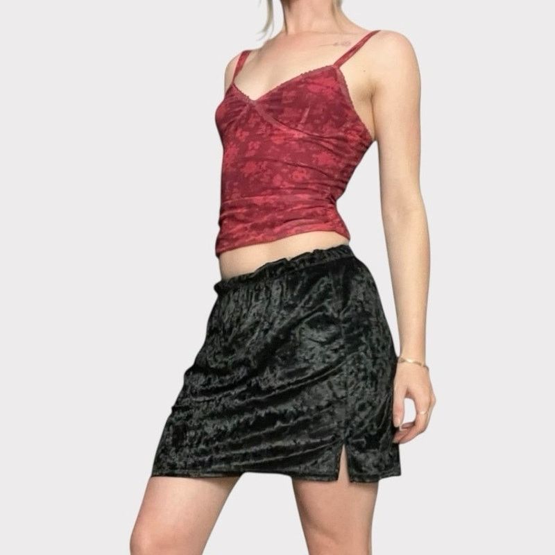 Other Black Crushed Velvet Mini Skirt Size 26" / US 2 / IT 38 - 1 Thumbnail