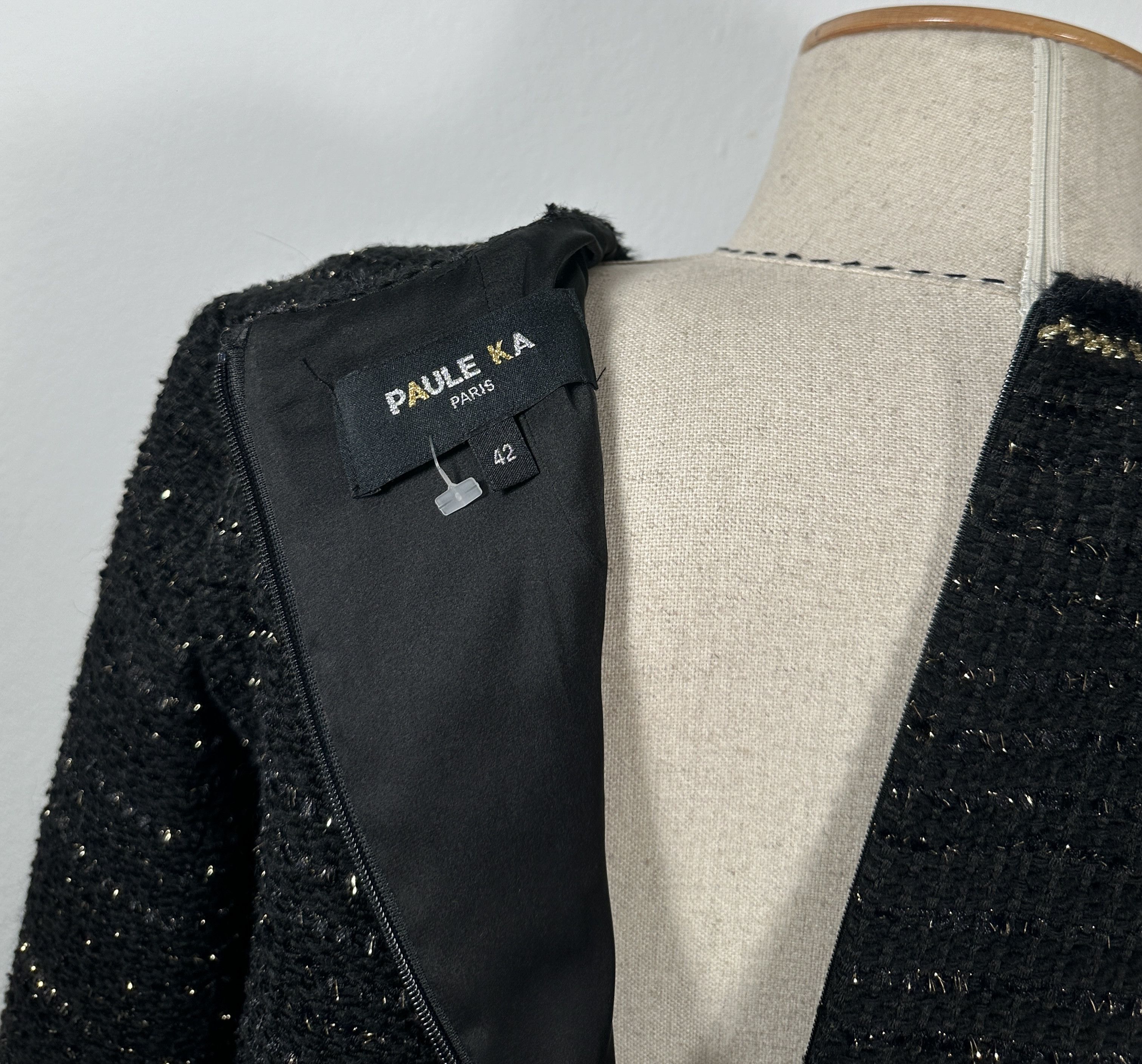 PAULE KA Tweed Lurex Black Dress Size L / US 10 / IT 46 - 6 Thumbnail