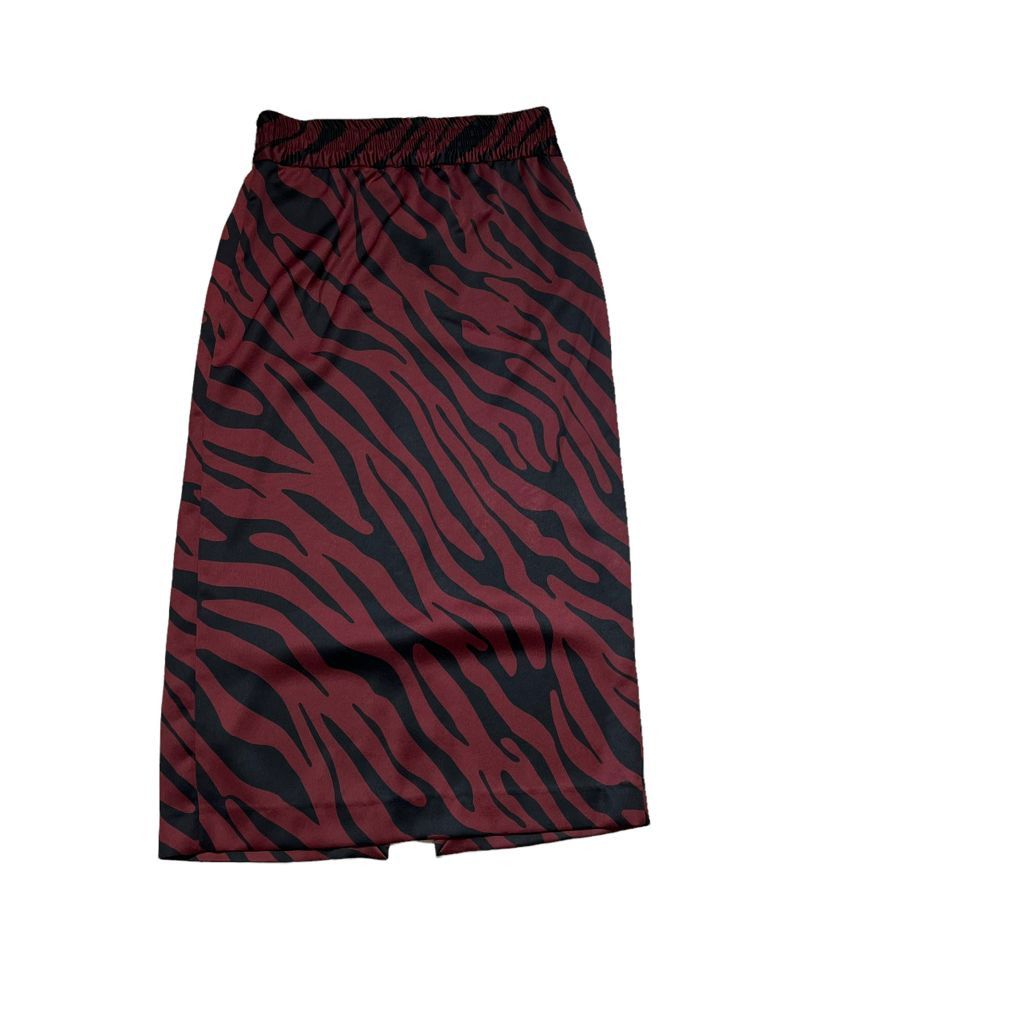 Zara NWT Zara Animal print pencil skirt Maroon Size 28" / US 6 / IT 42 - 4 Thumbnail