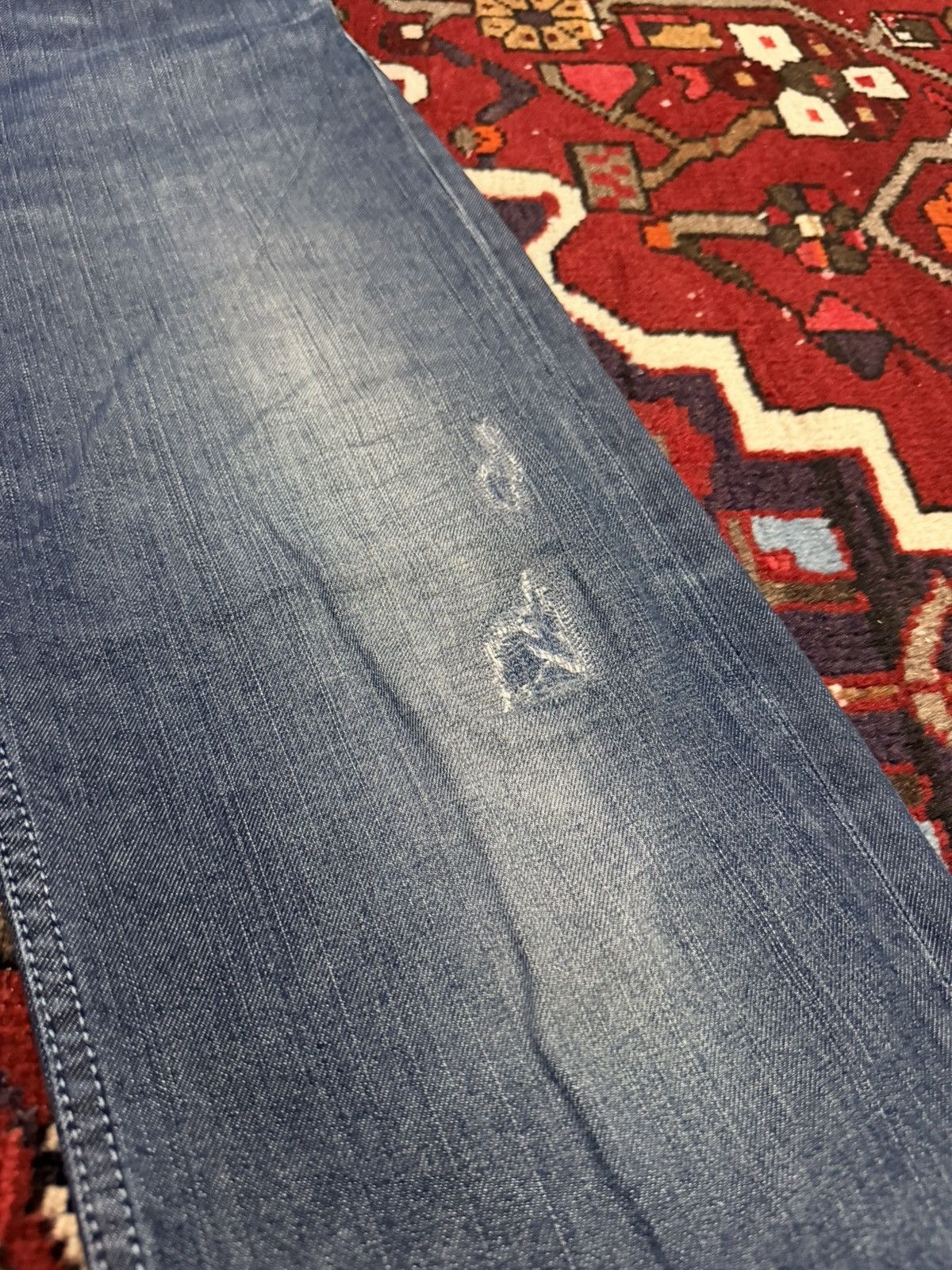 Diesel Diesel Waykee Regular Straight Repaired Distressed Denim Size US 35 - 5 Thumbnail