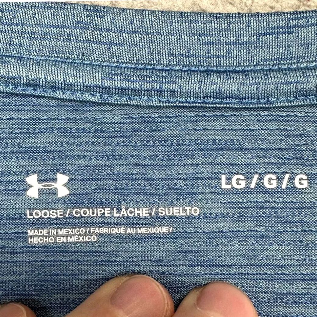 Under Armour Under Armour T-Shirt Mens Large Blue Loose Fit Short Sleeve Logo Crew Neck Breathable Polyester Spandex Size US L / EU 52-54 / 3 - 4 Thumbnail