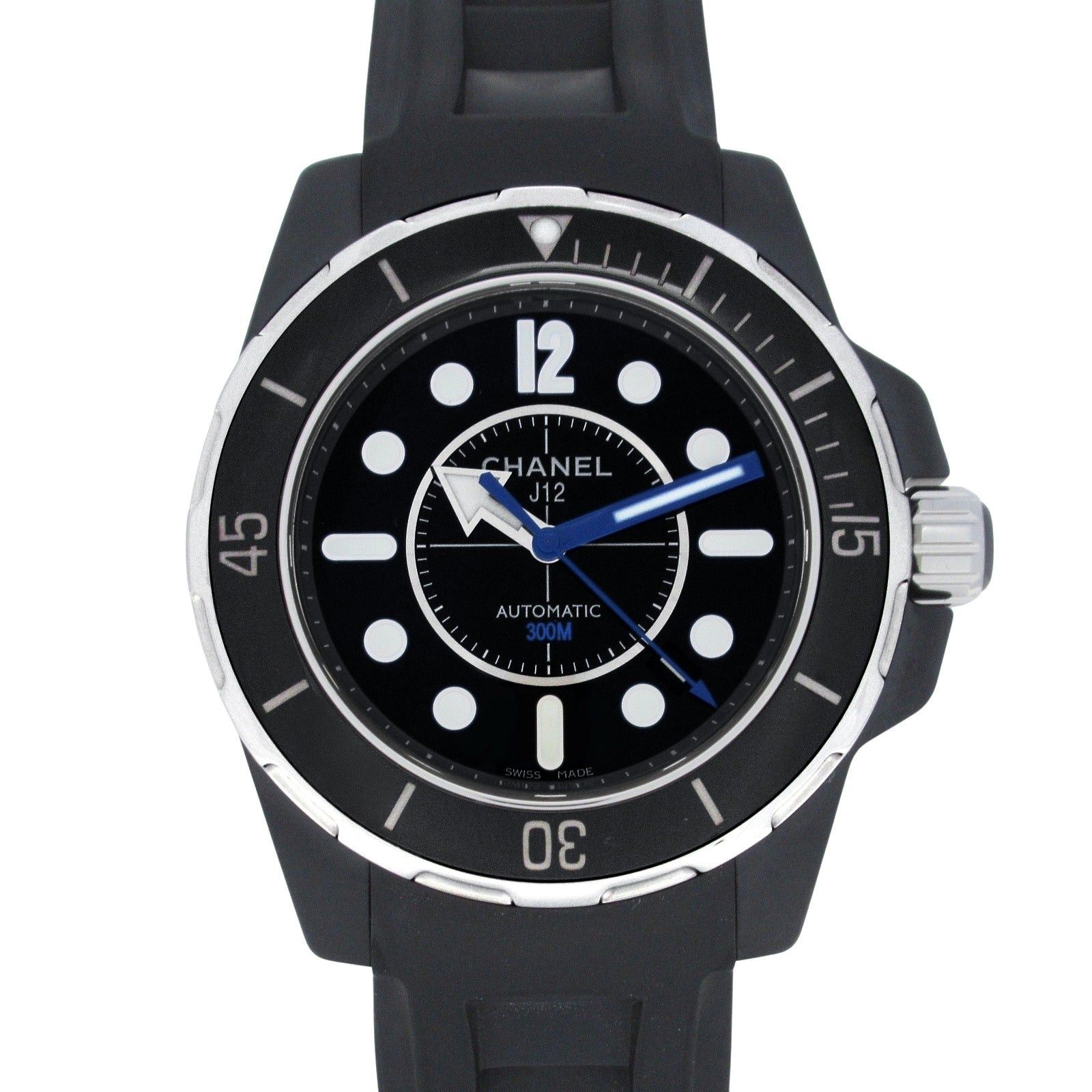 Chanel J12 Marine Mens Watch Automatic Winding Ceramic Rubber Belt Black