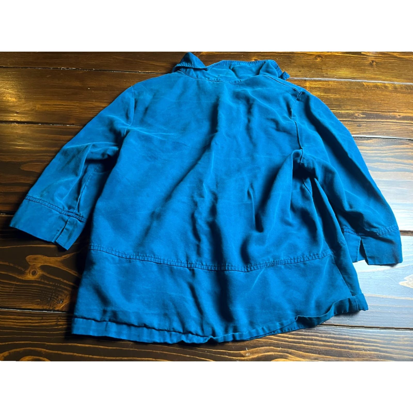 Vintage AKS Shirt, Women's Size Large Petite, Blue, Button Up, Vintage, Knit? (Wait) Size L / US 10 / IT 46 - 2 Thumbnail