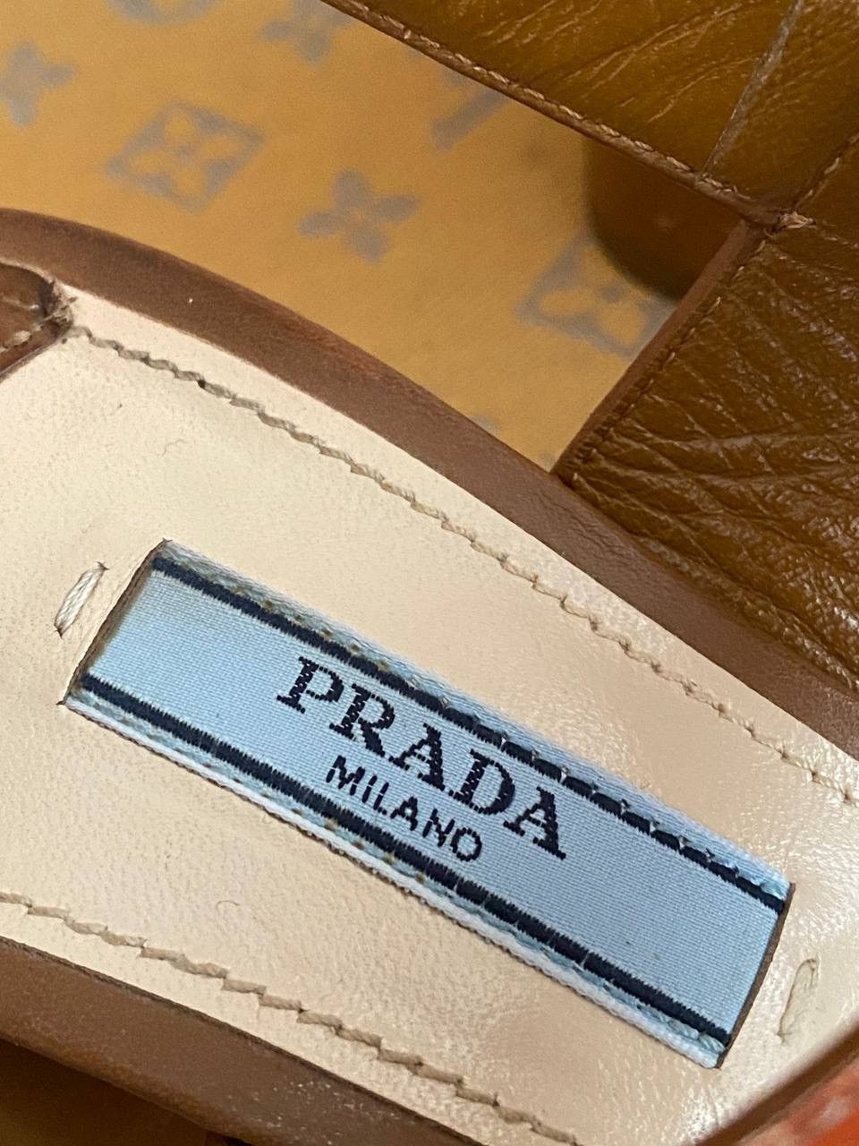 Prada RRP 690$ Prada Greca Slingback Block Heel Sandals Leather Size US 7.5 / IT 37.5 - 7 Thumbnail