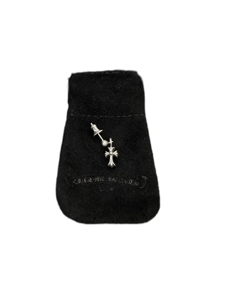 Chrome Hearts Babyfat Cross Silver Earrings