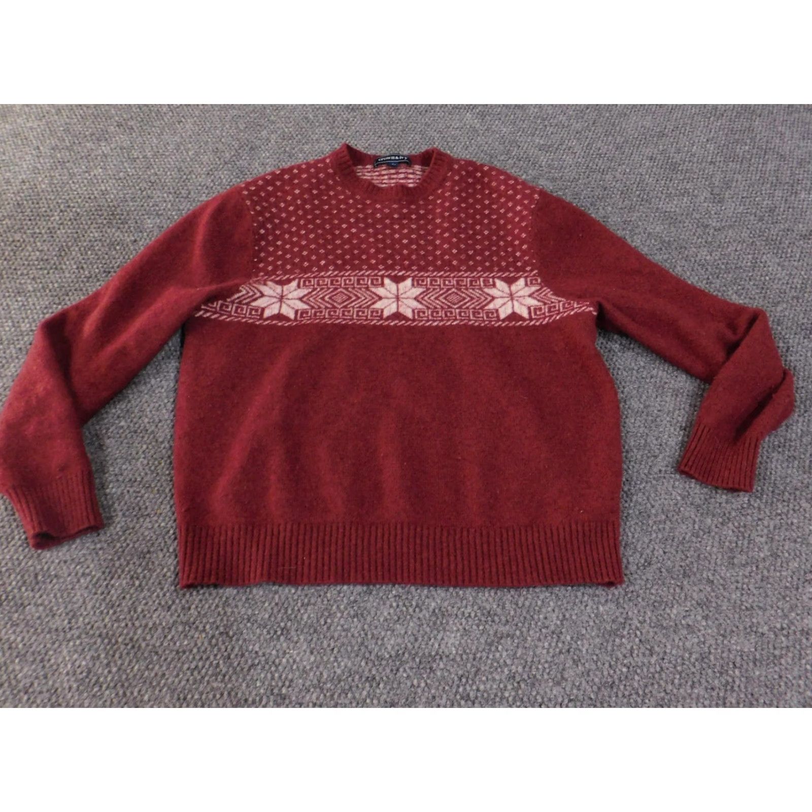 Vintage Crown & Ivy Sweater Mens Large Red Fair Isle Crewneck Pullover Lambswool Nylon Knit Winter Size US L / EU 52-54 / 3 - 3 Thumbnail
