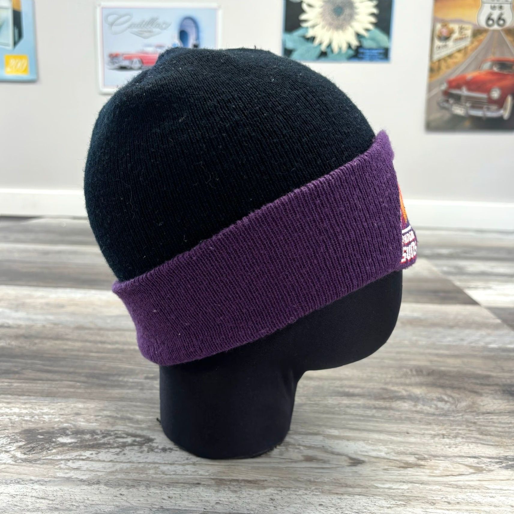 NBA VINTAGE NBA Phoenix Suns Beanie Hat OS Acrylic Knit Basketball One Size Men Black Purple Basketball logo Size ONE SIZE - 4 Thumbnail