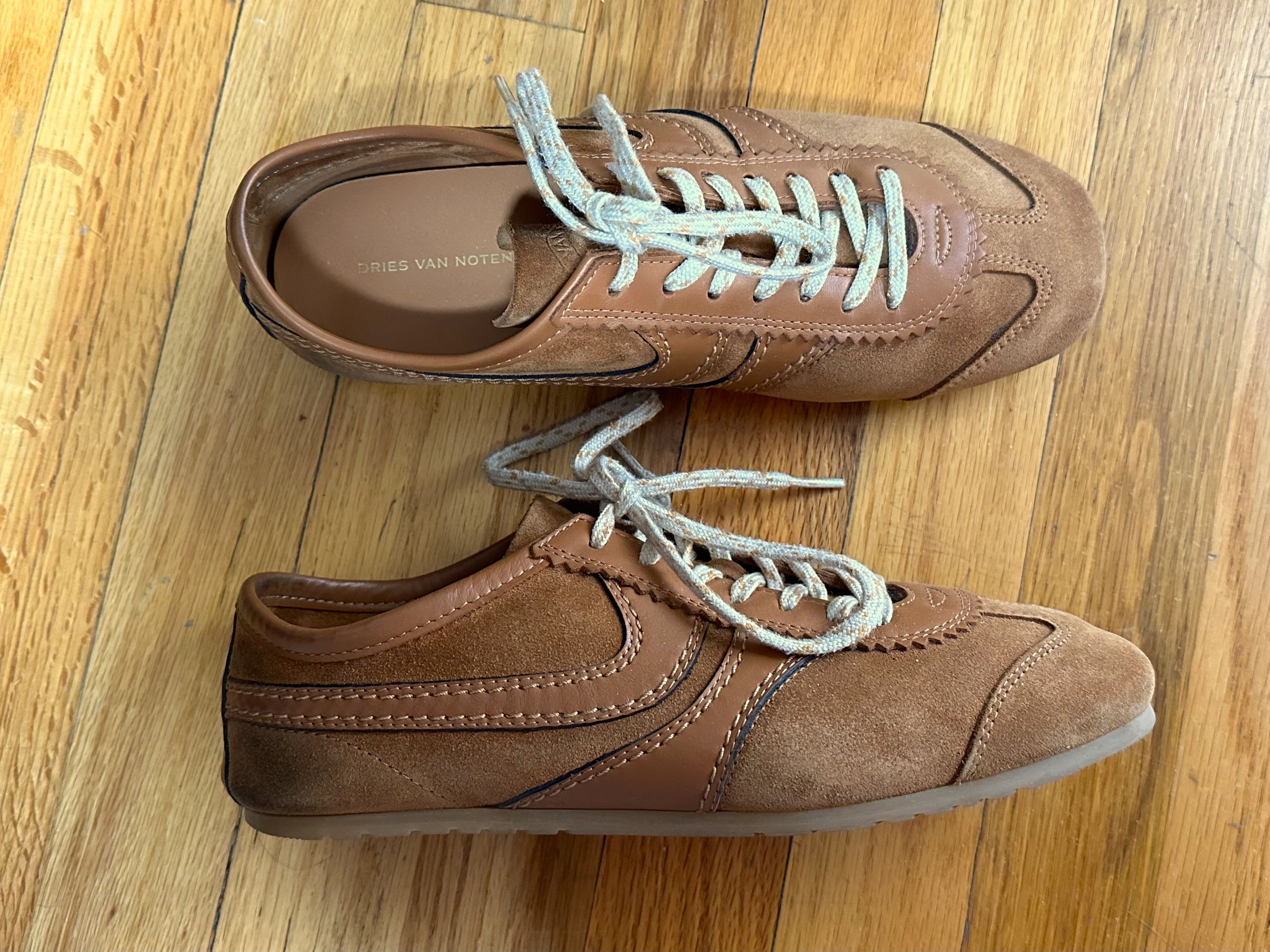 Dries Van Noten Dries Van Noten - Suede Sneakers (Tan) Size US 5.5 / EU 38 - 1 Thumbnail
