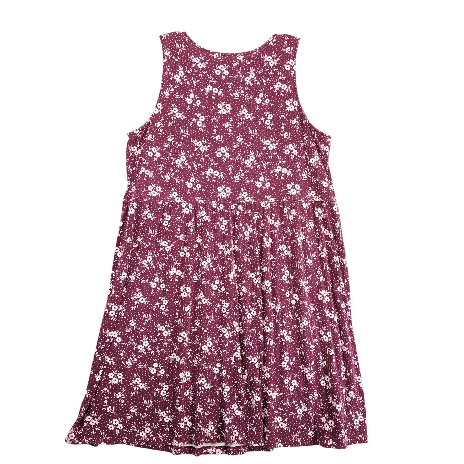 Old Navy Old Navy Burgundy Floral Tank Dress Sz XL Stretch Flowy Size XL / US 12-14 / IT 48-50 - 2 Thumbnail