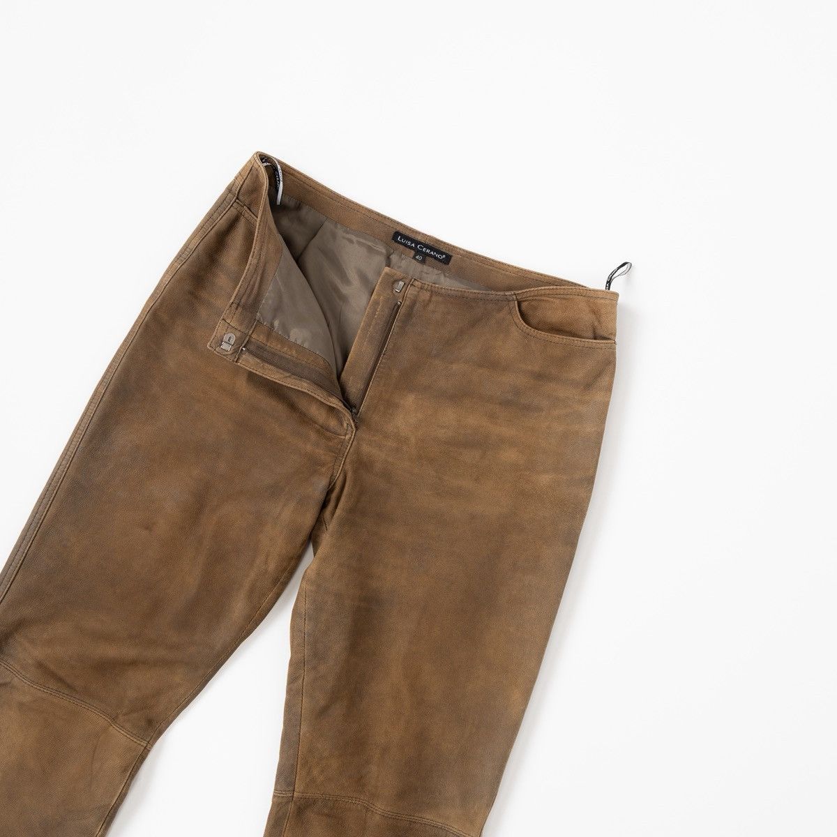 Luisa Cerano Luisa Cerano Womens Brown Leather Pants Wide Leg High Rise Size 30" / US 8 / IT 44 - 3 Thumbnail