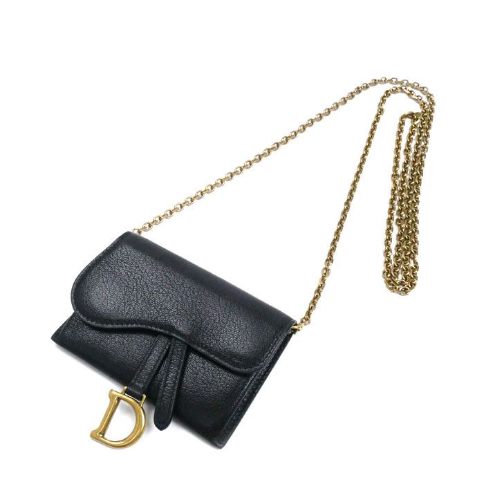 Dior Christian Dior Saddle Nano Calfskin 2Way Shoulder Bag Leather Shoulder Bag in Black, Women's