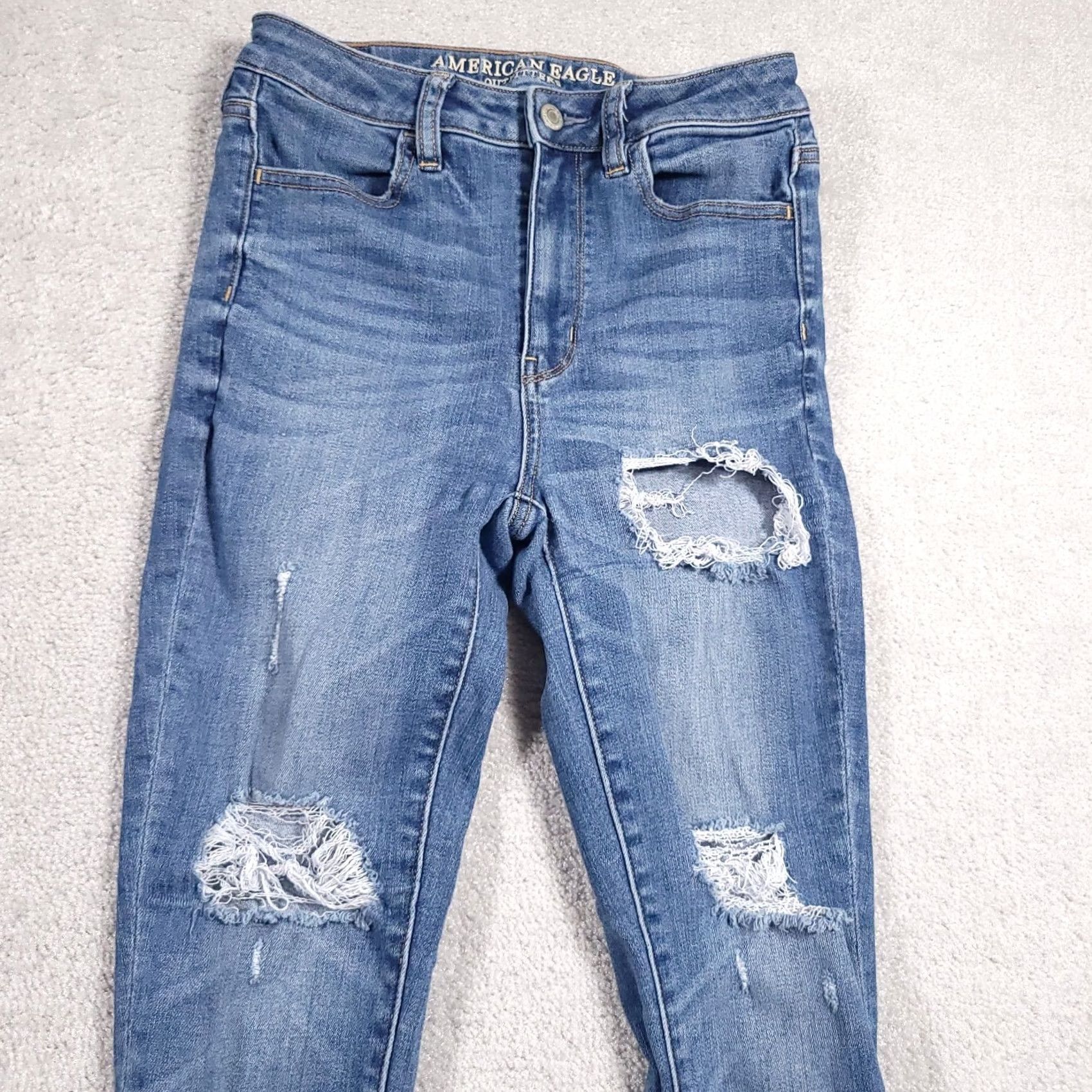 American Eagle Outfitters VINTAGE American Eagle Jeans Skinny Jegging Womens 2 Reg Medium Wash Distressed 4 Regular Boys Girls Mens Womens Size 26" / US 2 / IT 38 - 3 Thumbnail