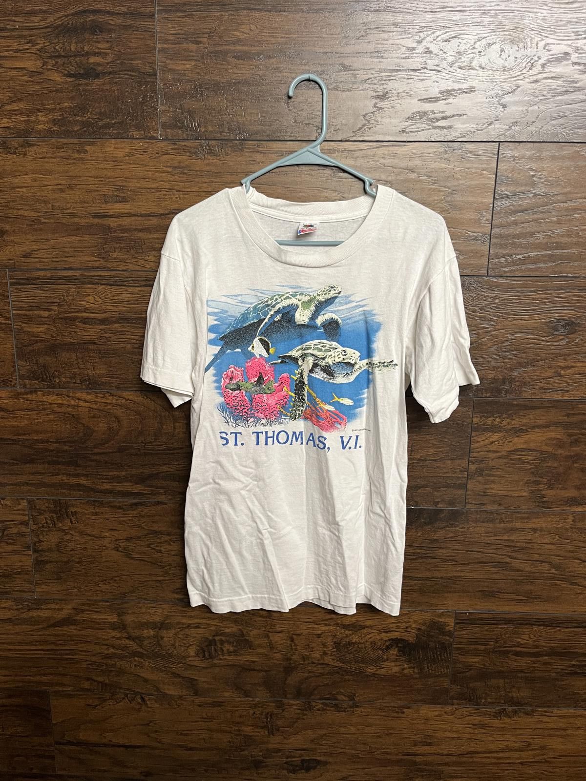 Fruit Of The Loom VTG St. Thomas Virgin Islands T-shirt Sea Turtles 1991 - M Size US M / EU 48-50 / 2 - 1 Thumbnail