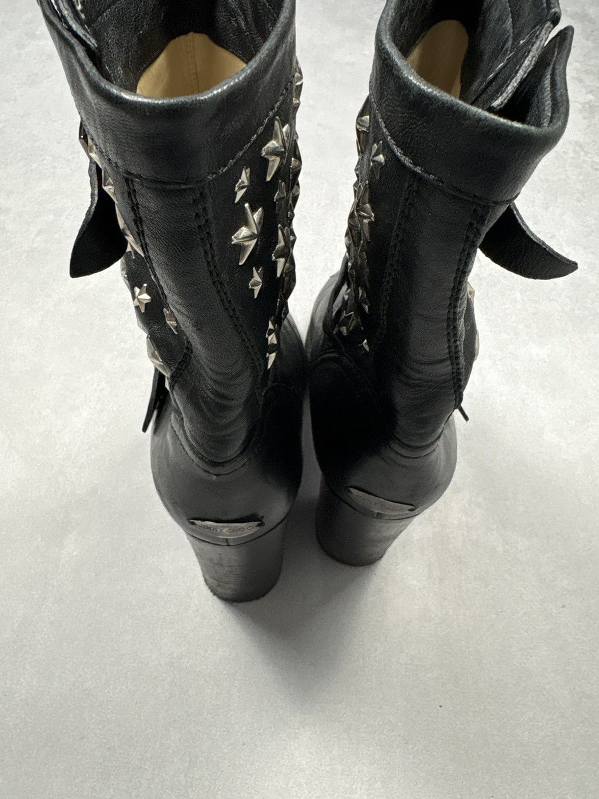Jimmy Choo Jimmy Choo Star Stud Leather Ankle Boots Buckle Heels Black Size US 10 / IT 40 - 3 Thumbnail