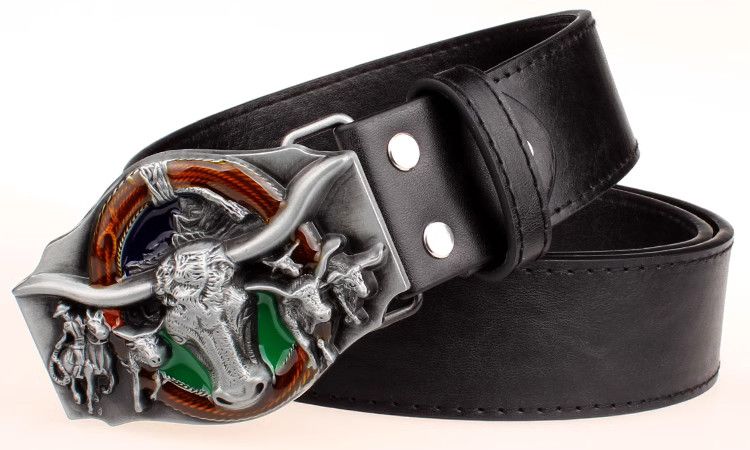 Designer Dark Vintage Belt Riveted Belts Menswear Accessories Size ONE SIZE - 2 Thumbnail