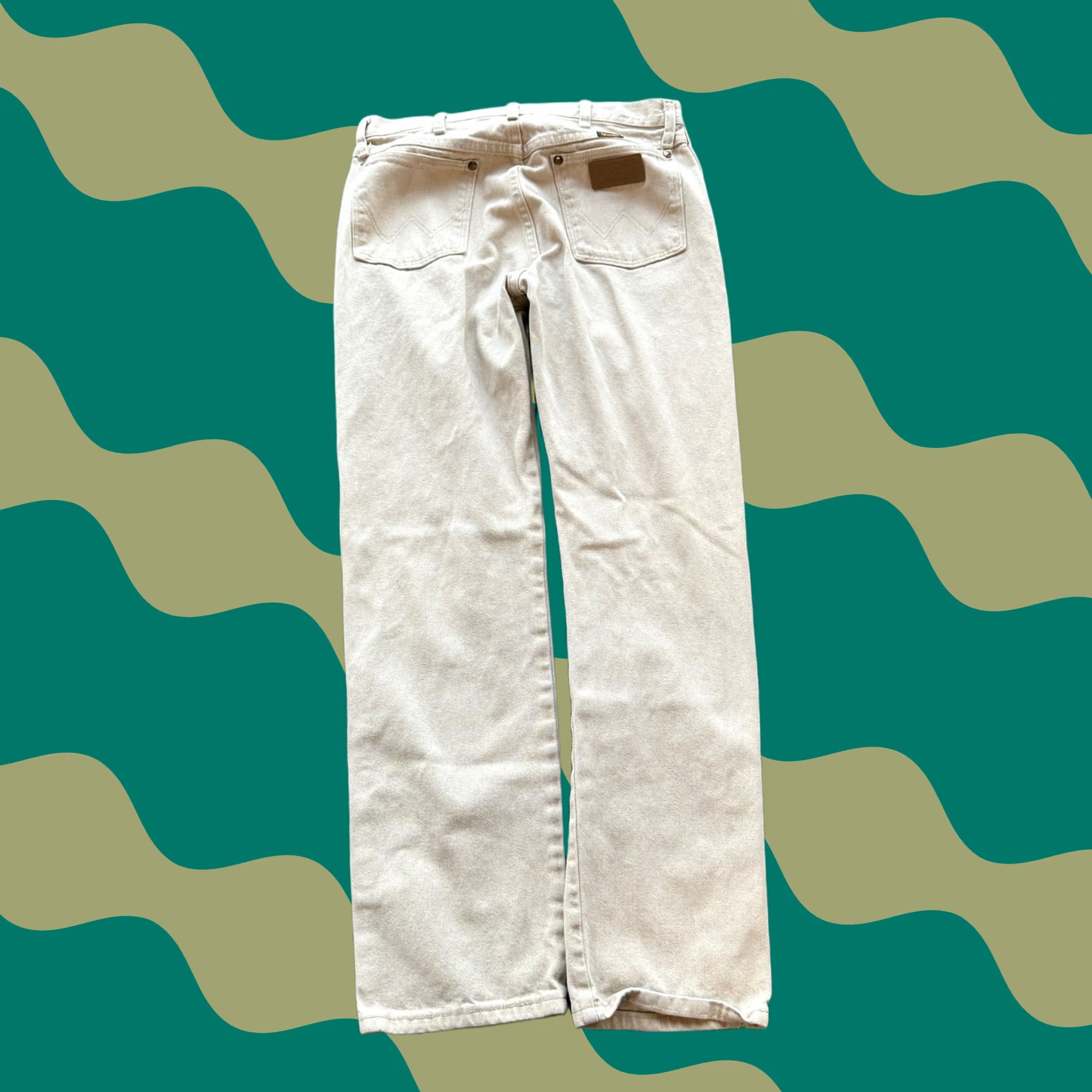 Wrangler VINTAGE Wrangler Workwear Carpenter Beige Denim Light Wash Jeans 31x32 Mens Regular 31 Beige Jeans 90s 2000s Size US 31 - 1 Thumbnail