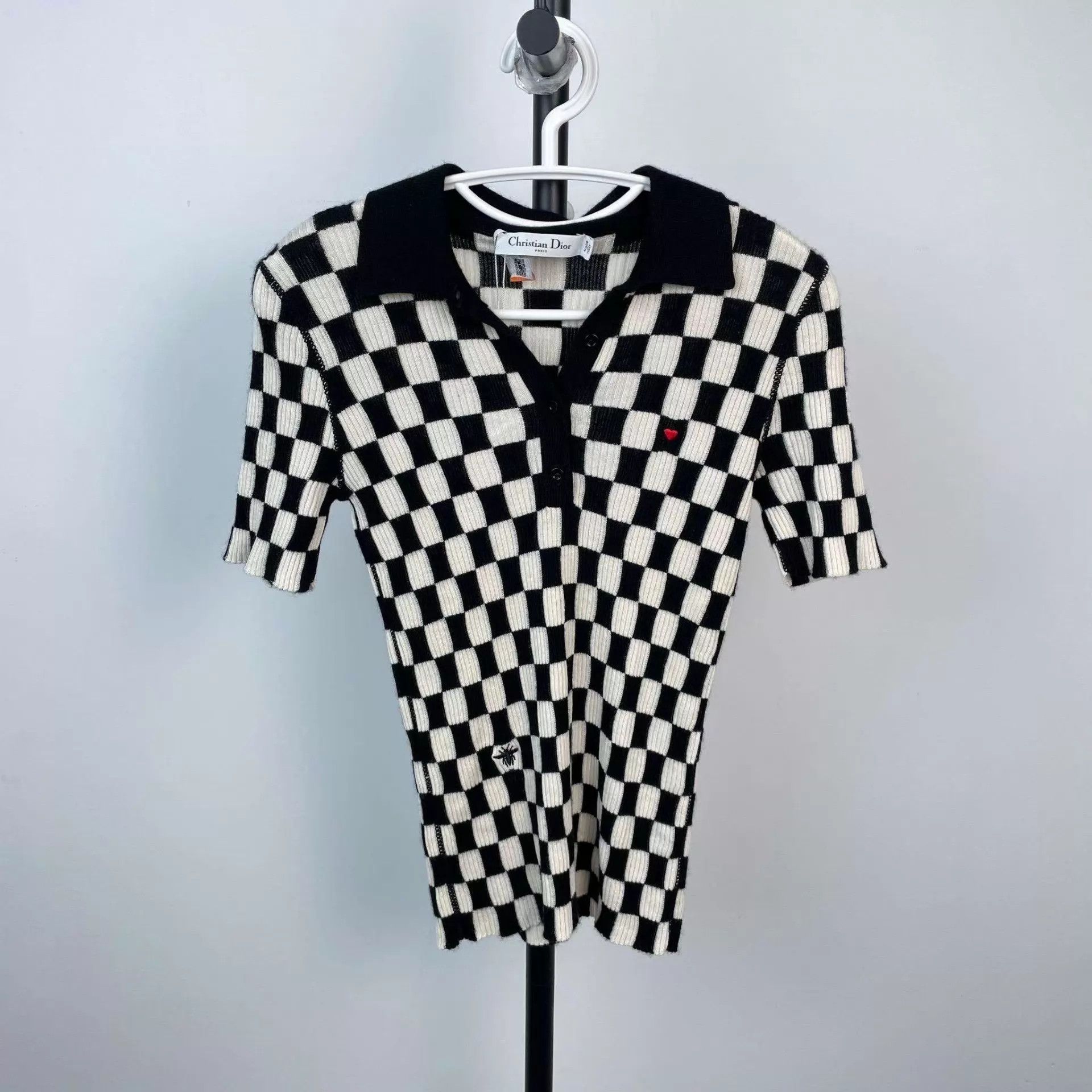 Dior Dior Knit Black White Check Short-Sleeve 97 New 42 Size M / US 6-8 / IT 42-44 - 1 Thumbnail