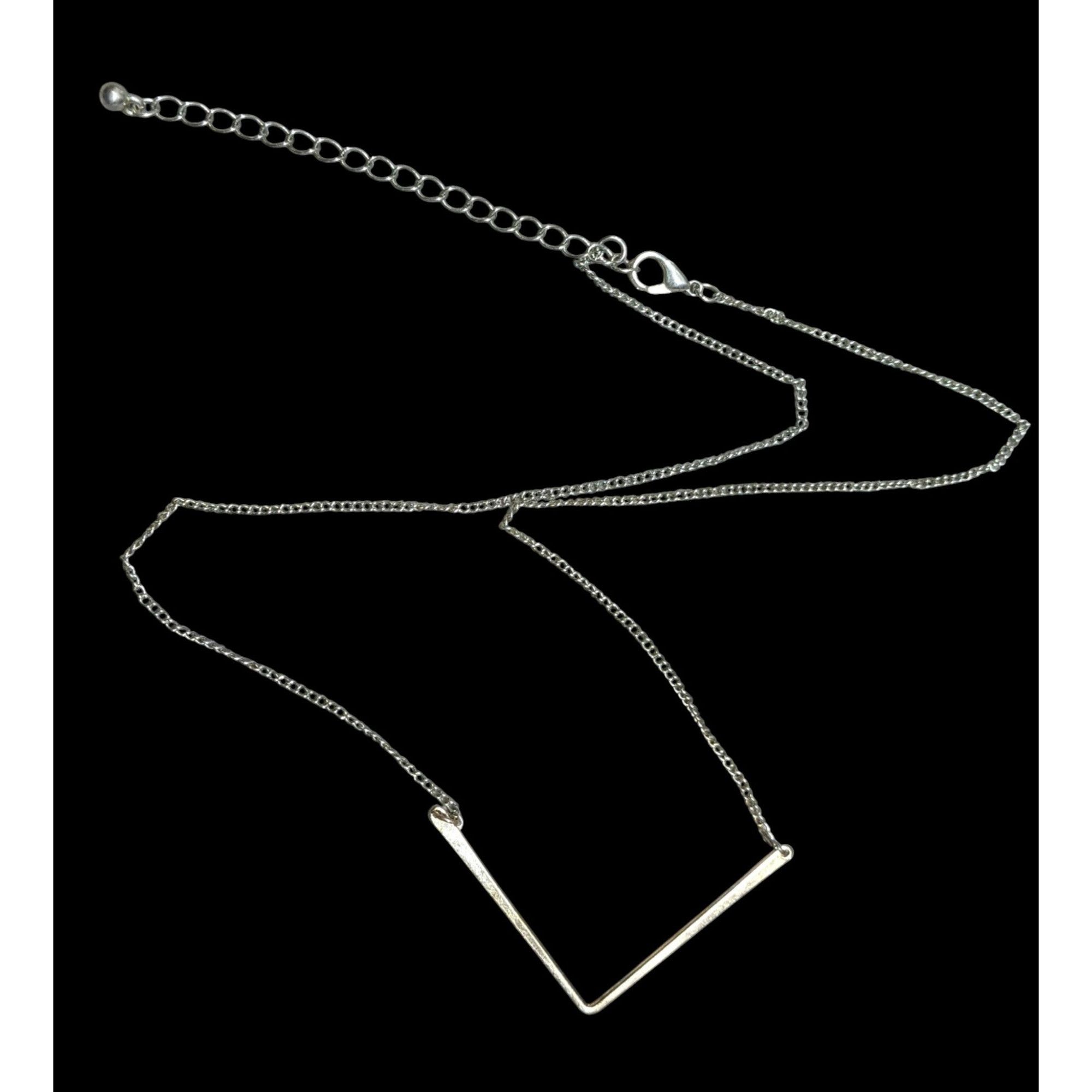 Other Minimalist Silver-Tone Chevron Pendant Necklace With Adjusta Size ONE SIZE - 1 Thumbnail