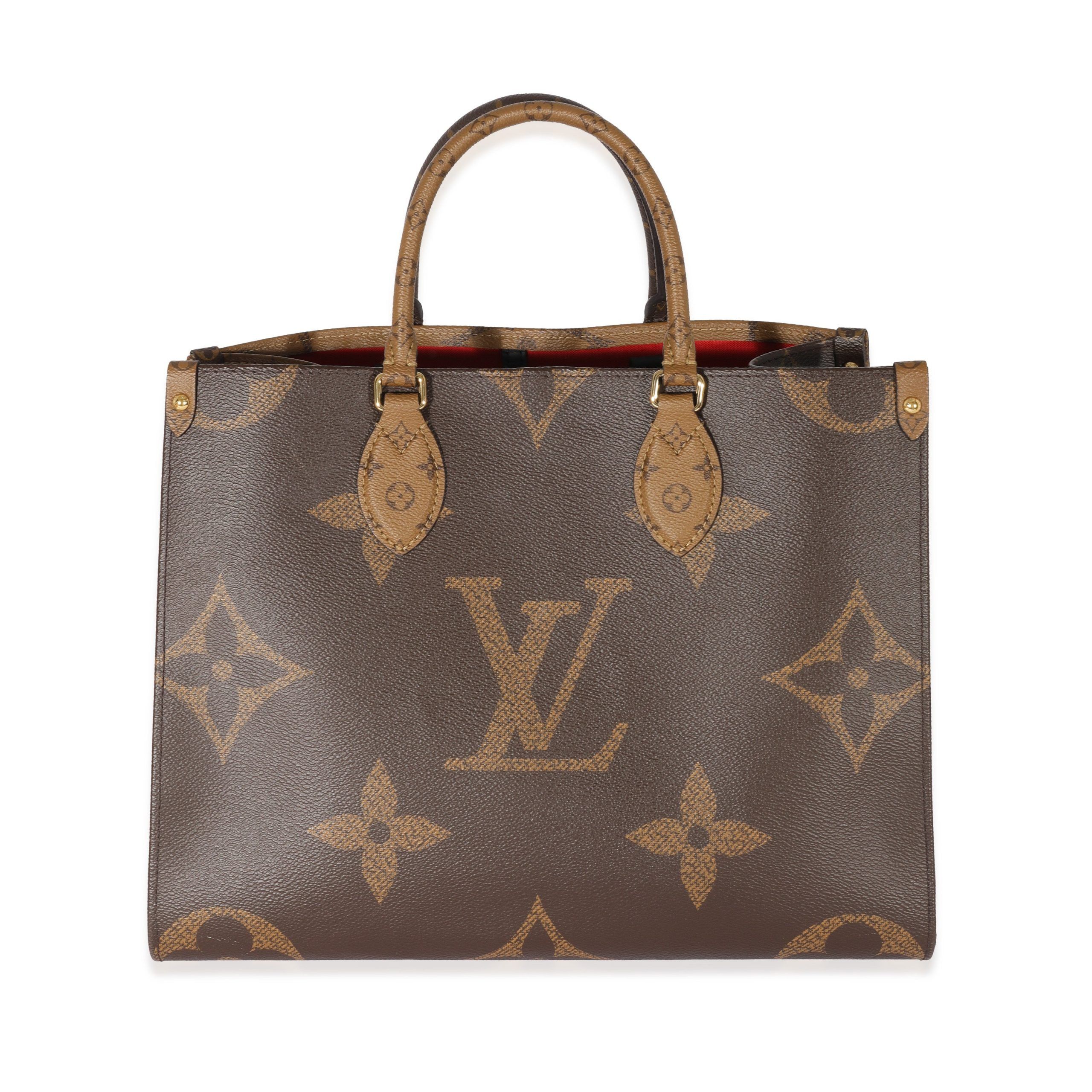 image of Louis Vuitton Reverse Monogram Canvas Onthego Mm in Brown, Women's