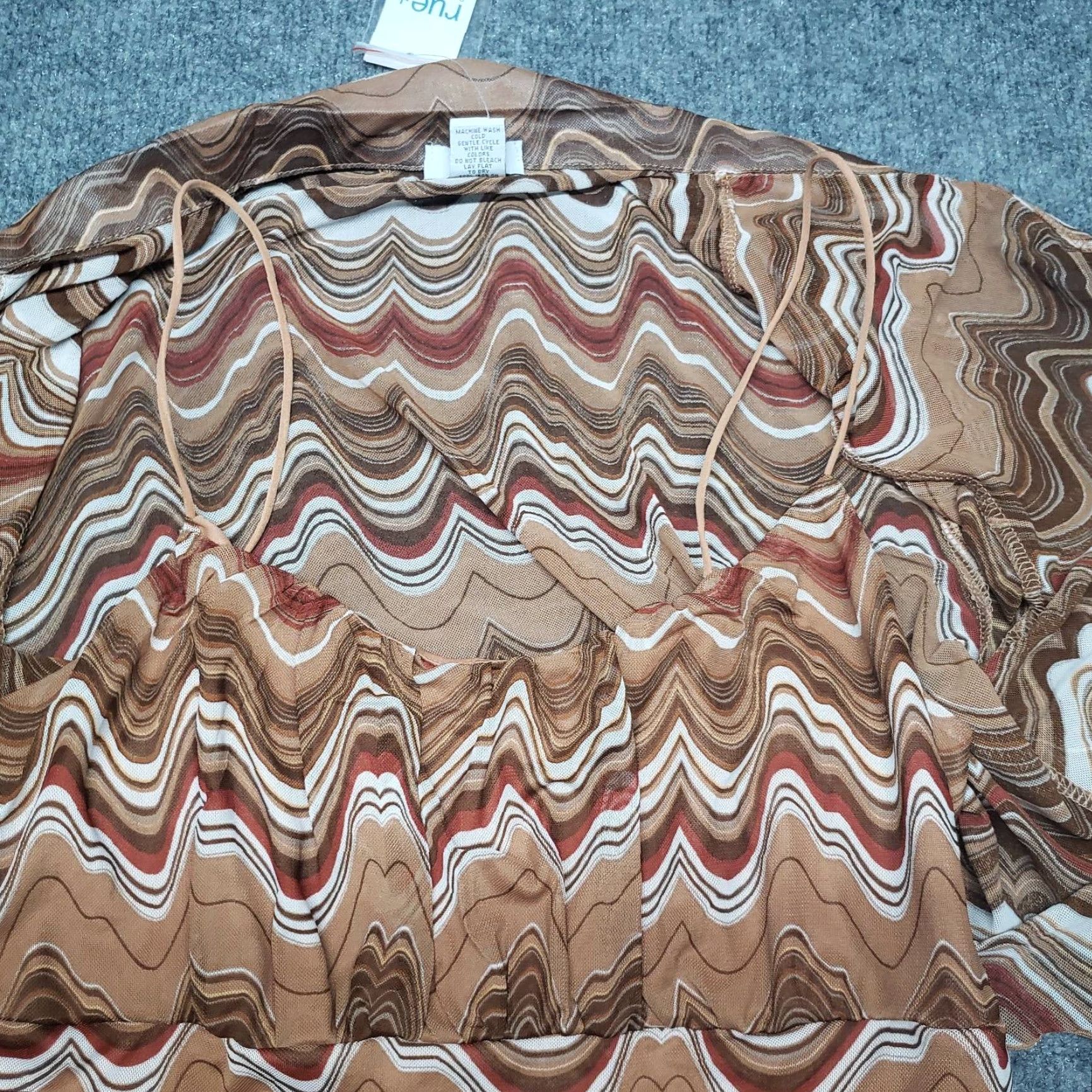 Vintage VINTAGE Rue21 Dress Womens Plus 1X Brown Wavy Retro Cardigan Jacket Long Sleeve 2pc New Size XL / US 12-14 / IT 48-50 - 7 Thumbnail