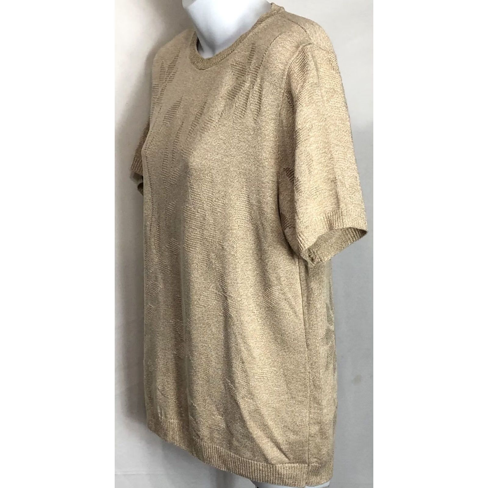 Vintage Alfred Dunner Sweater Knit S Gold Tan ShortSleeve Office Cottage Capsule Size S / US 4 / IT 40 - 2 Thumbnail