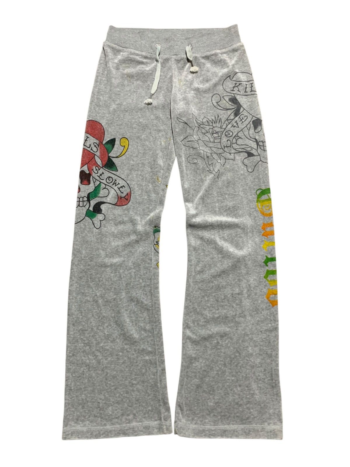 Ed Hardy Vintage Ed Hardy LOVE KILLS SLOWLY flared sweat pants Size US 28 / EU 44 - 2 Thumbnail