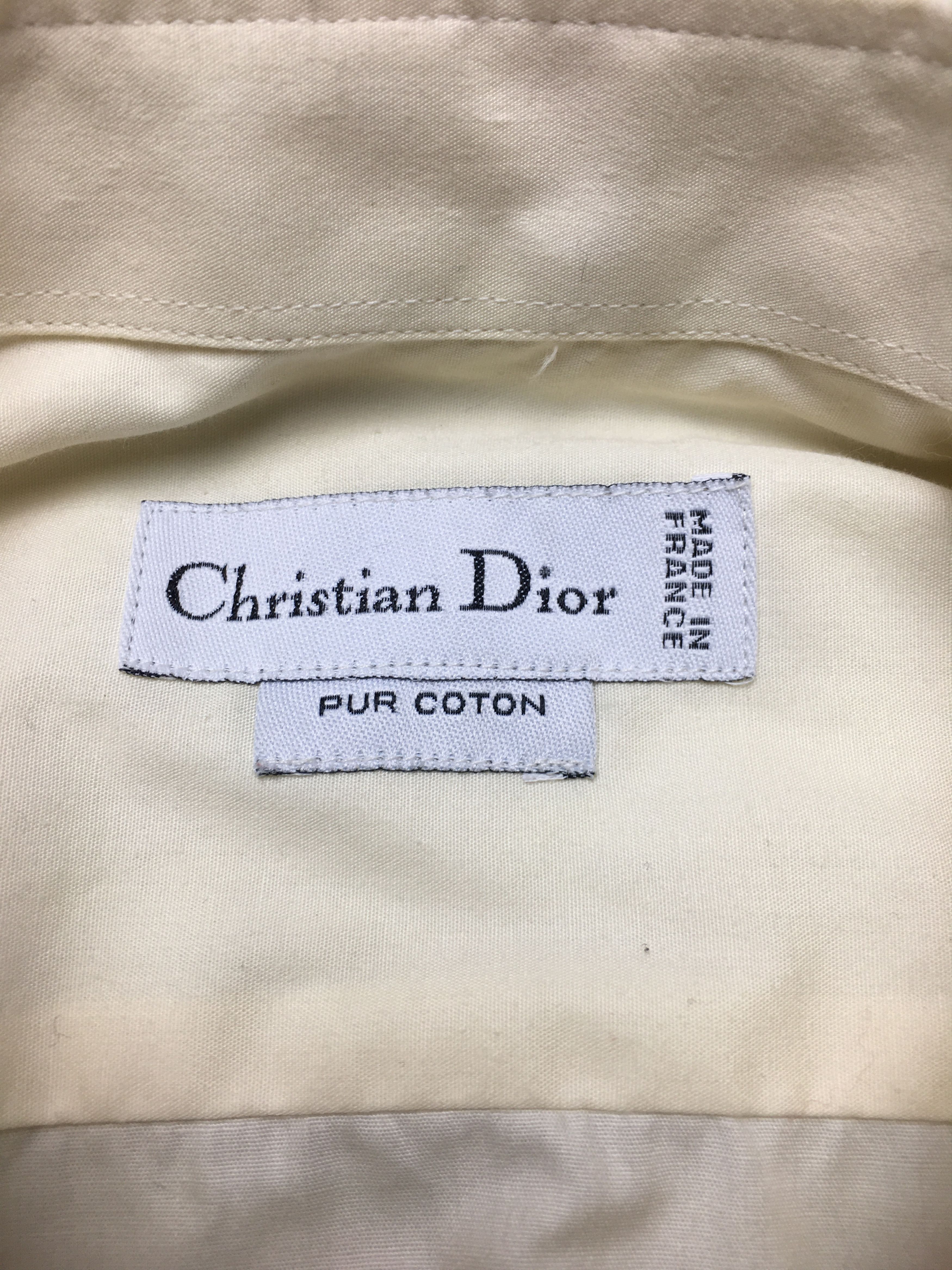 Dior Christian Dior France Coton Ivory Mens Shirt Sz 40 15 3/4 Size 40R - 7 Thumbnail