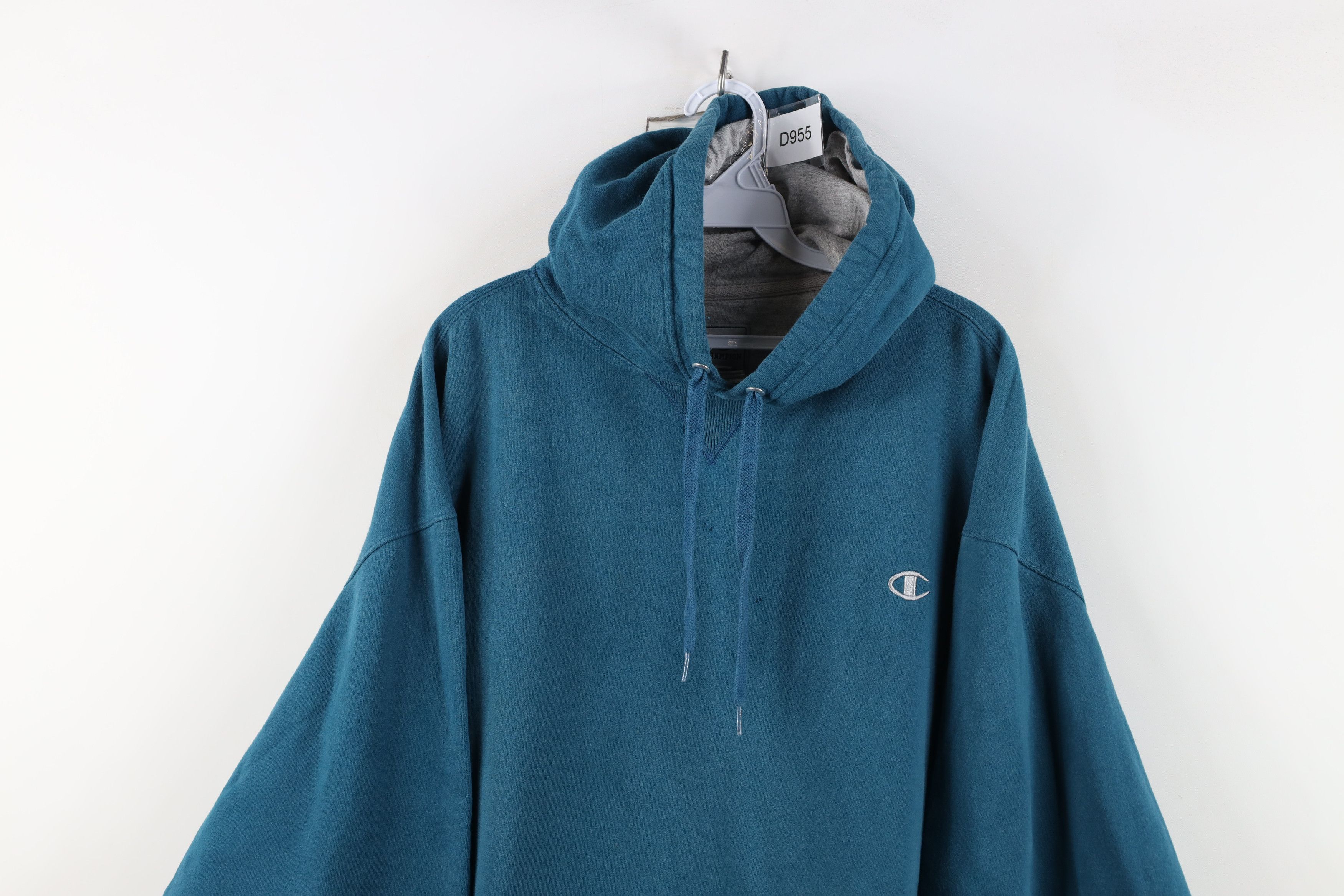 Champion Vintage Champion Classic Logo Hoodie Sweatshirt Teal Blue Size US XL / EU 56 / 4 - 2 Thumbnail