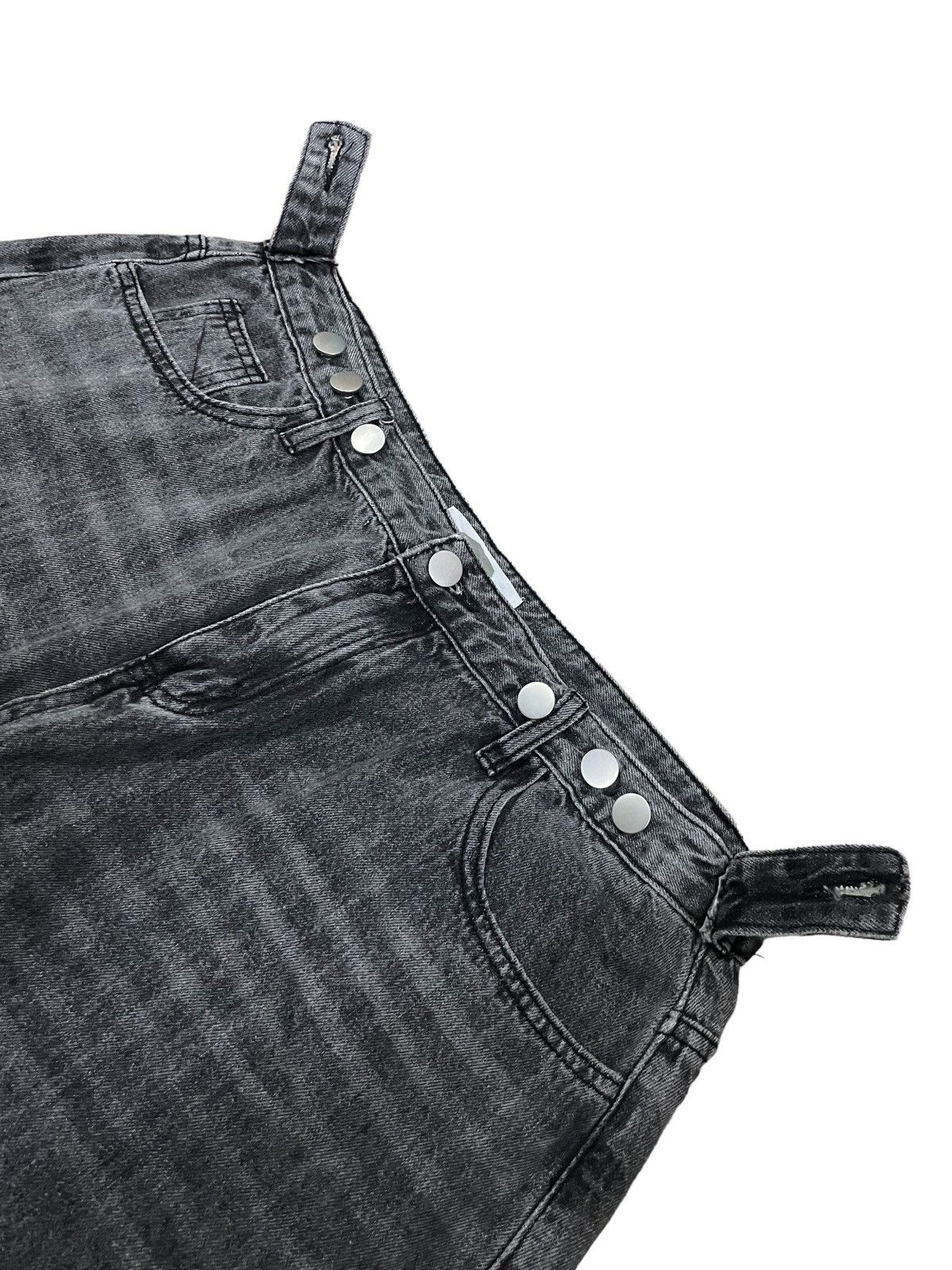 14th Addiction Japanese Brand Grey Wash Distressed Adjustable Baggy Jeans Size US 33 - 7 Thumbnail