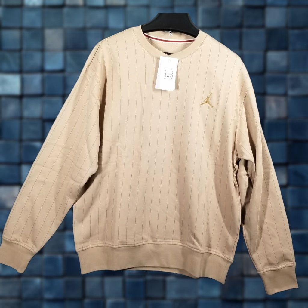 VINTAGE Jordan Sweatshirt Men Medium Fleece Striped Crew Neck 90s