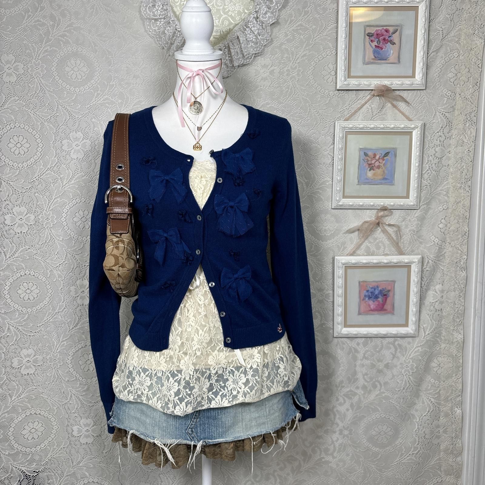 Other y2k vintage lace bow cardigan Size L / US 10 / IT 46 - 3 Thumbnail