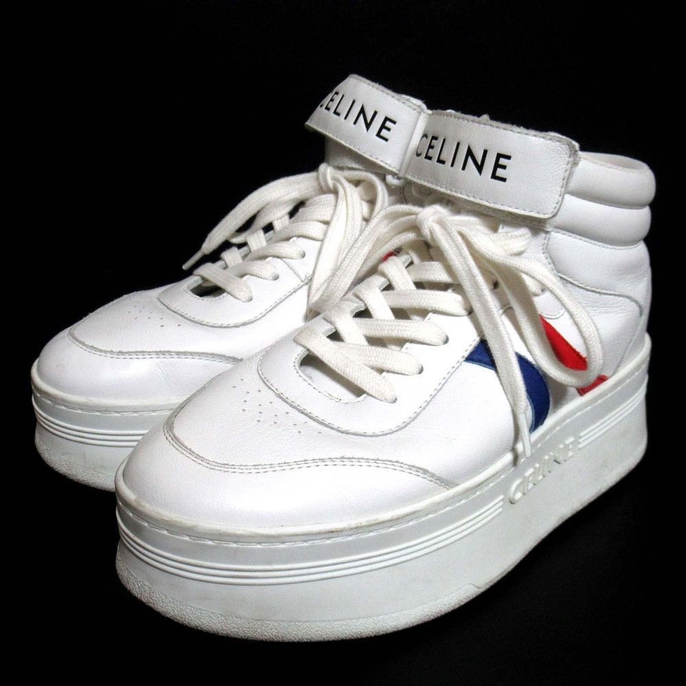 Celine Celine Block Platform High Top Sneakers Leather Shoes RM1212 DUTY FREE for USA