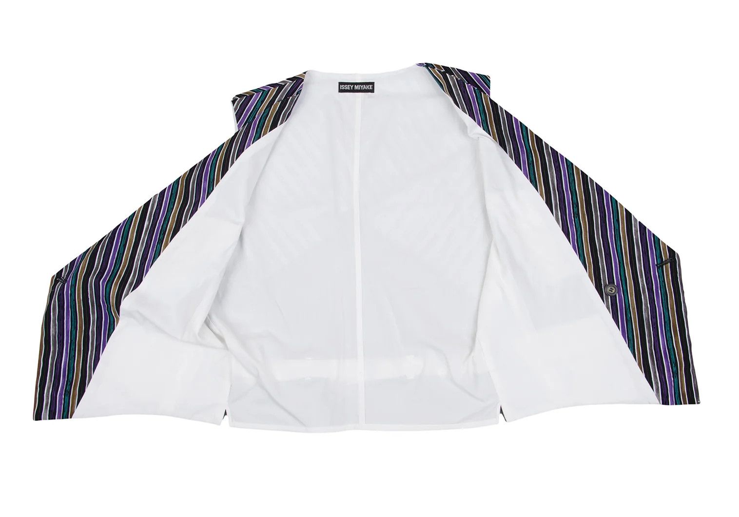Issey Miyake Cotton Asymmetric Stripe Vest in Black, Purple, Green, Size Size US M / EU 48-50 / 2 - 13 Thumbnail