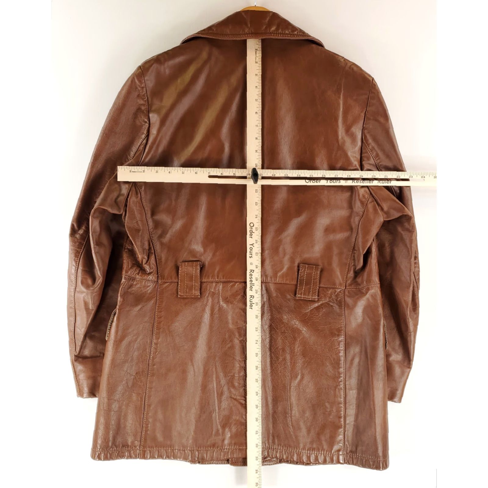 Vintage VINTAGE Lakeland Leather Jacket Car Coat Brown Big Collar Mens 42 Overcoat 70s Disco Mens 42 Brown Size US XS / EU 42 / 0 - 6 Thumbnail