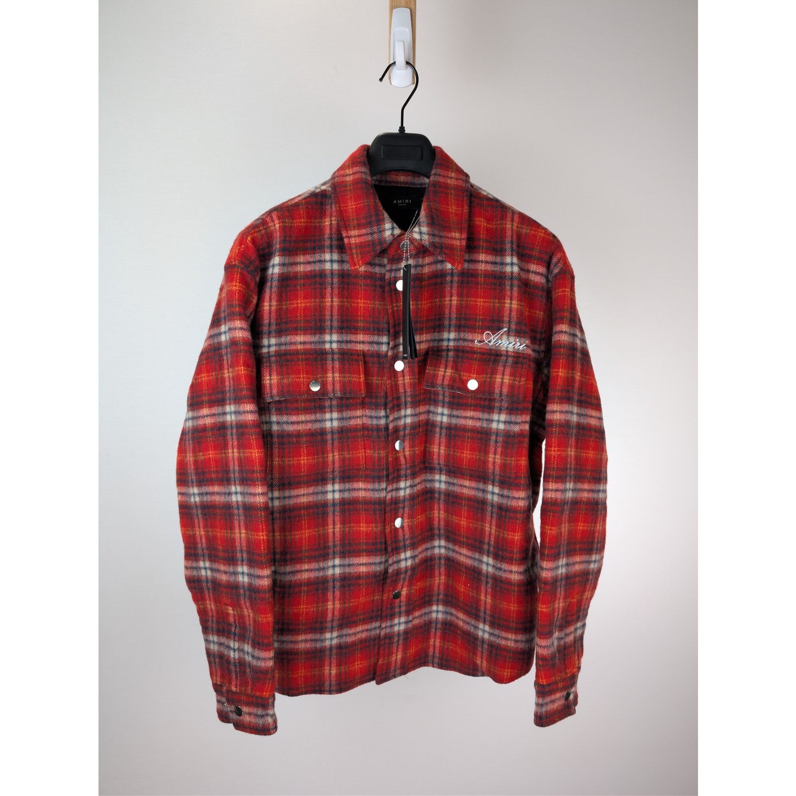 Amiri o1rshd1 Brushed Plaid Overshirt in Red Size US M / EU 48-50 / 2 - 1 Thumbnail