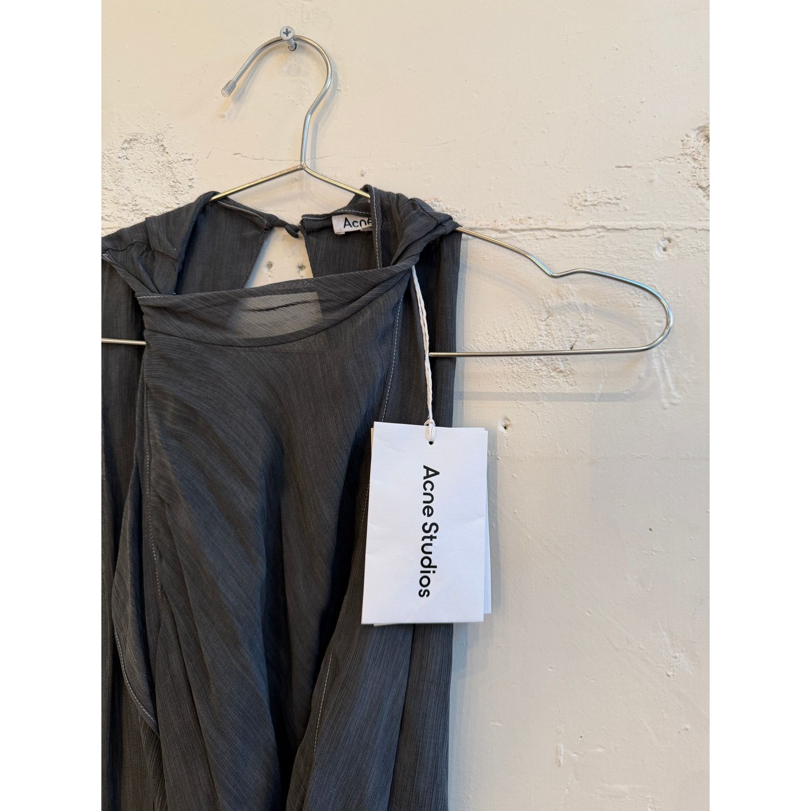 Acne Studios $1080 Acne Studios Gray High Neck Crepe Dress Size XS / US 0-2 / IT 36-38 - 6 Thumbnail