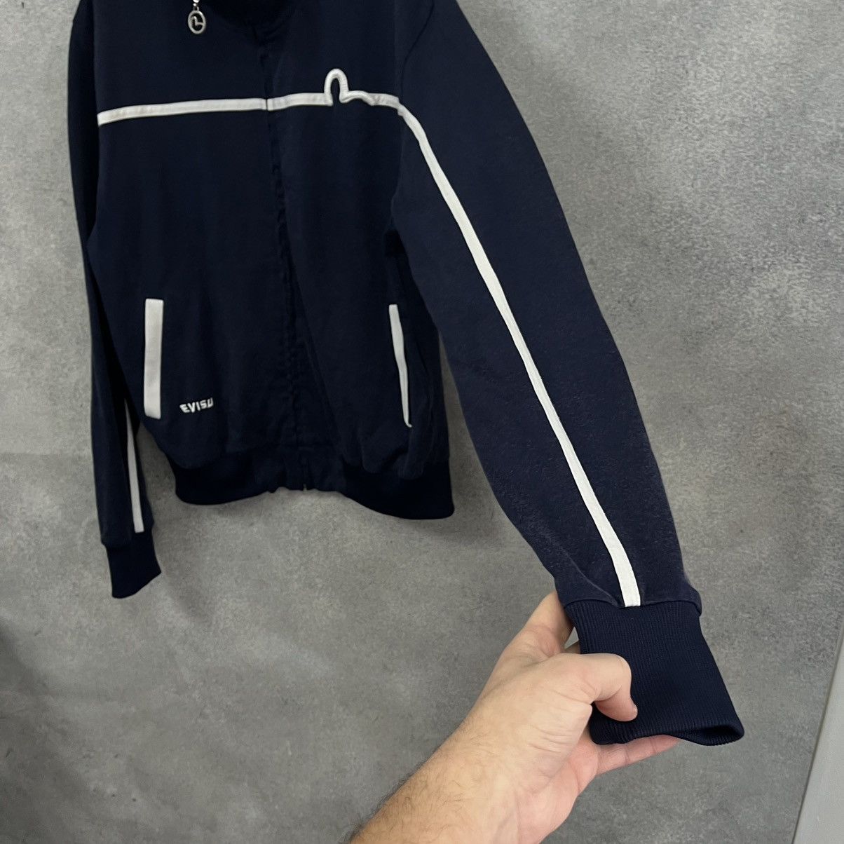 Evisu Men’s Evisu Wool Mock Turtleneck Full Zip Embroidered Sz: L Size US L / EU 52-54 / 3 - 9 Thumbnail