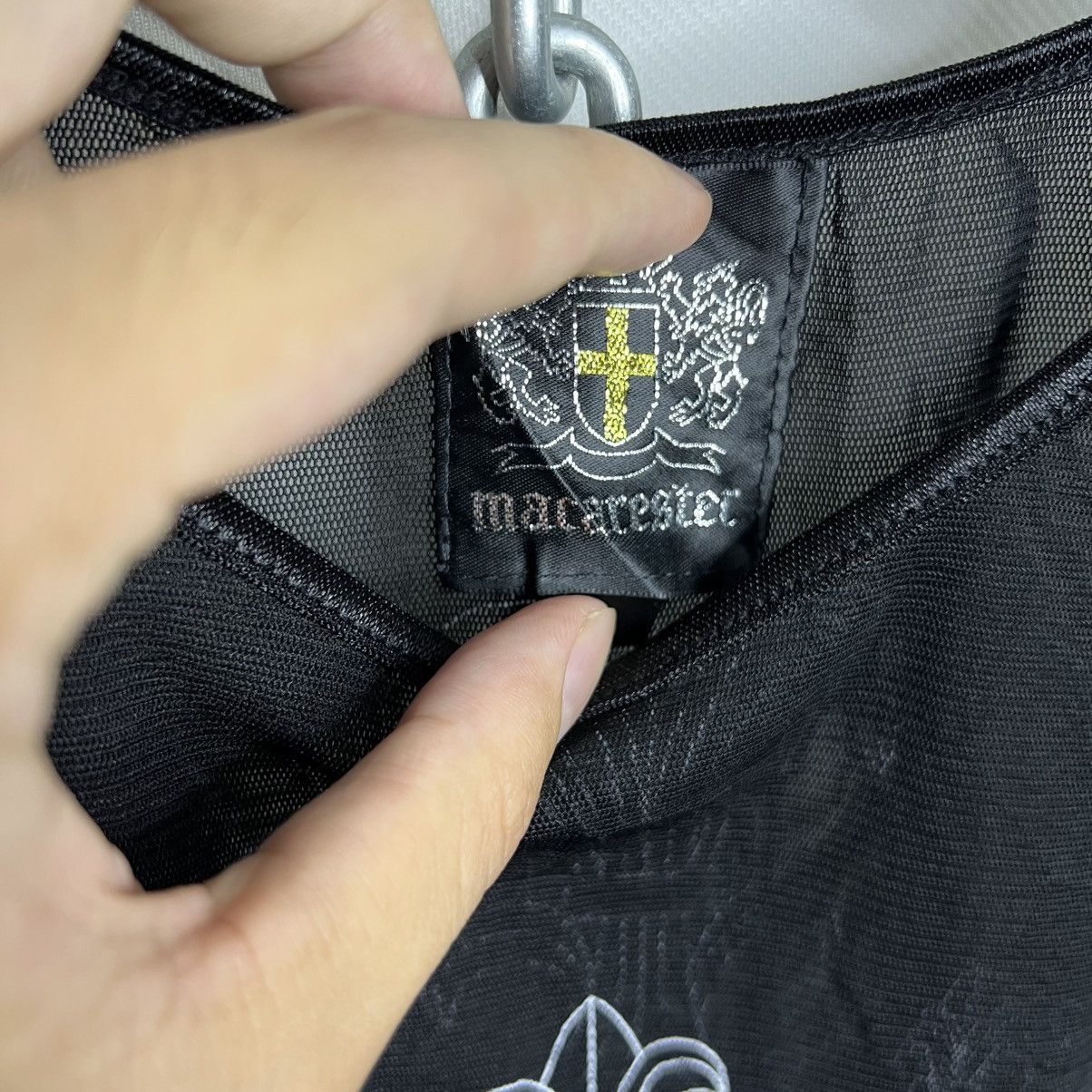 Japanese Brand MACARESTER BLACK EMBROIDERED CROSS MESH T-SHIRT Size US M / EU 48-50 / 2 - 10 Thumbnail
