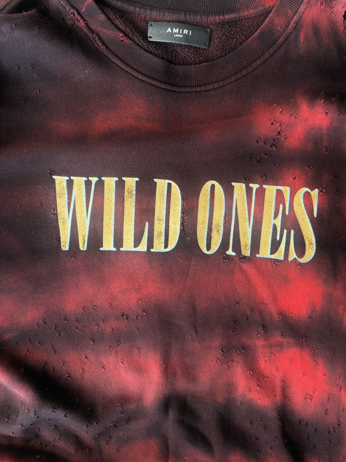 Amiri AMIRI Wild Ones Distressed Sweatshirt Red L Size US L / EU 52-54 / 3 - 7 Thumbnail