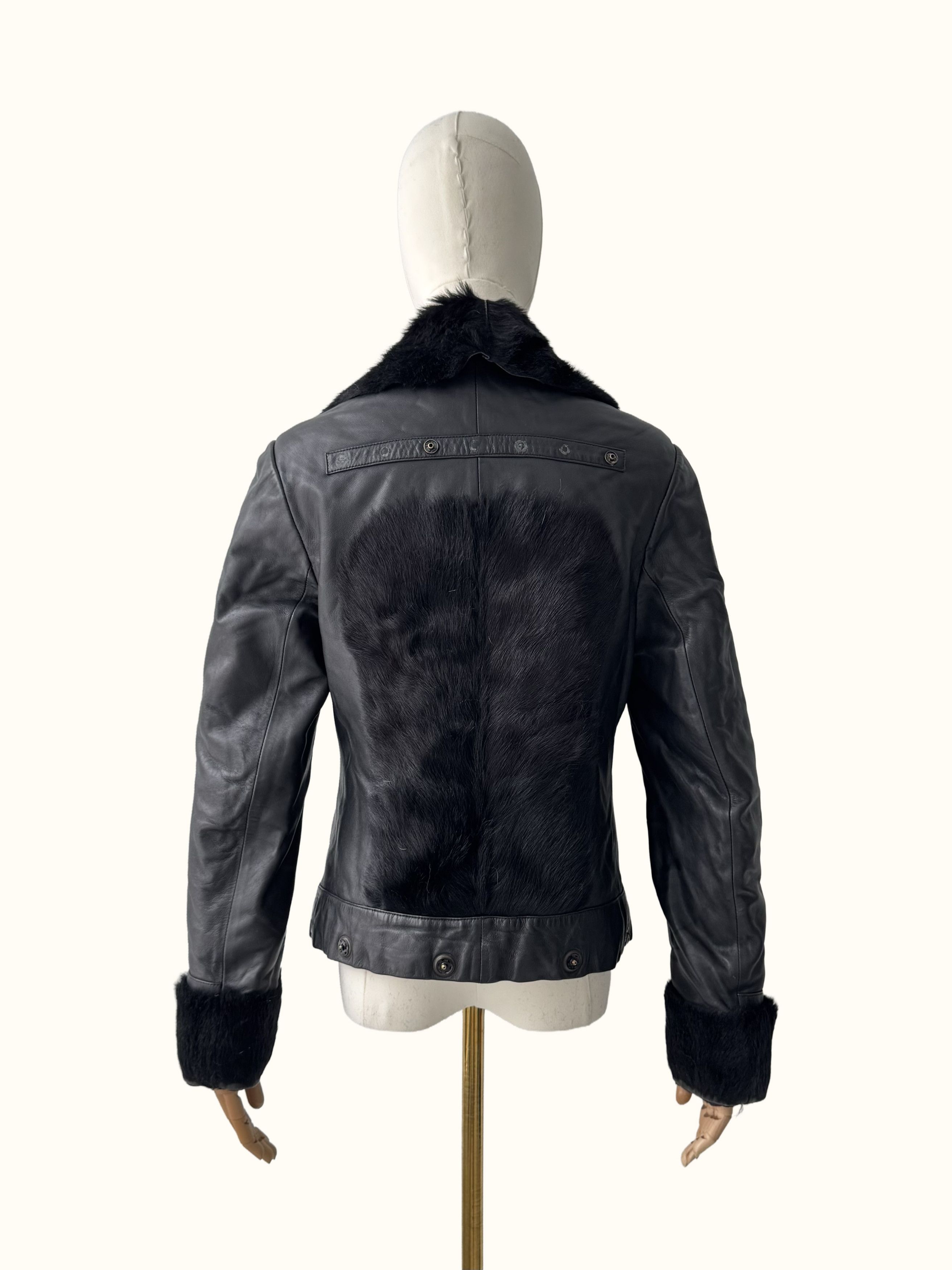 Vintage Vintage Cropped Leather Jacket With Real Fur (B250)D15E2 Size S / US 4 / IT 40 - 4 Thumbnail