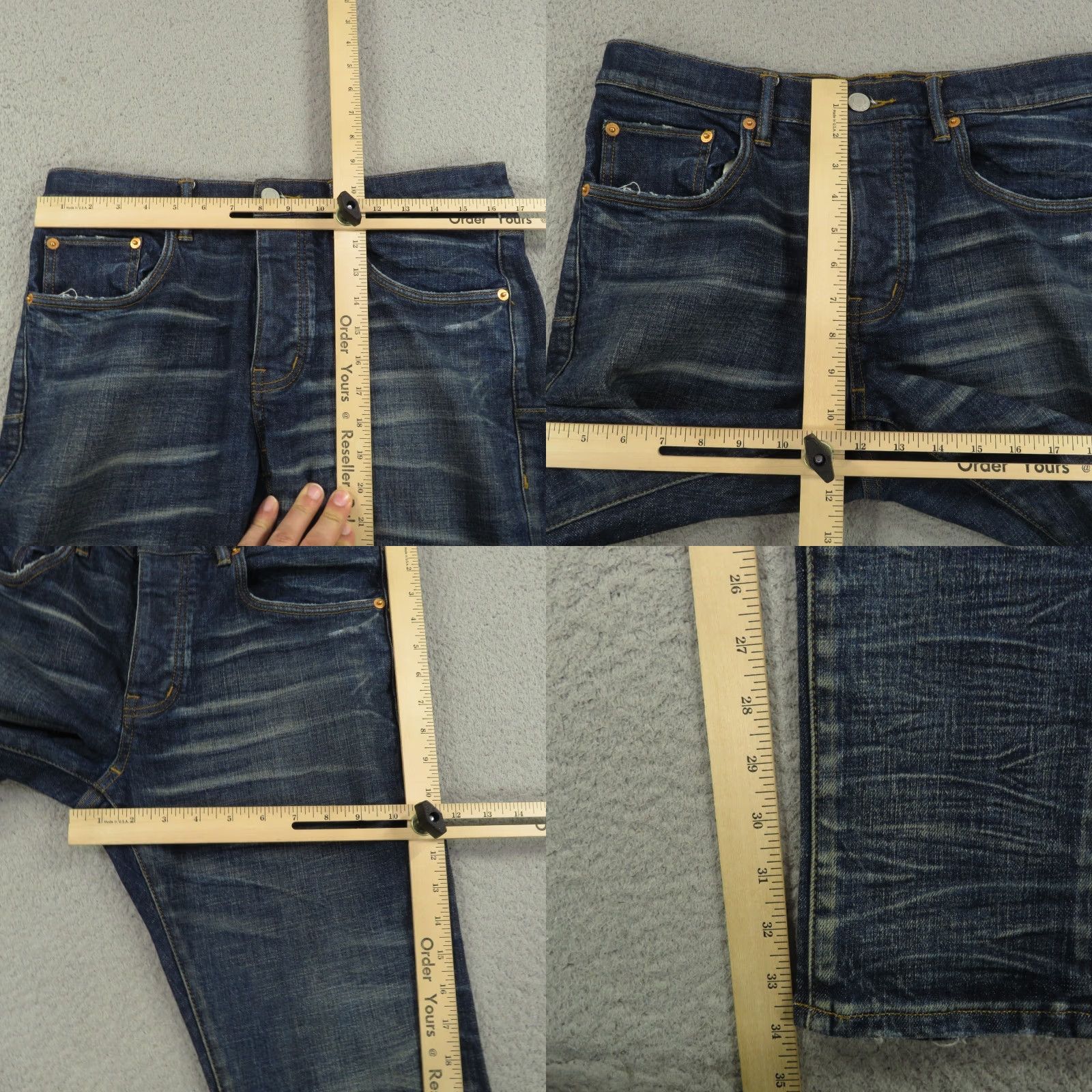 J Brand Purple Brand Jeans Men 32x34 P001 Low Rise Slim Fit Dark Indigo Fades Distressed Jeans Size US 32 / EU 48 - 9 Thumbnail